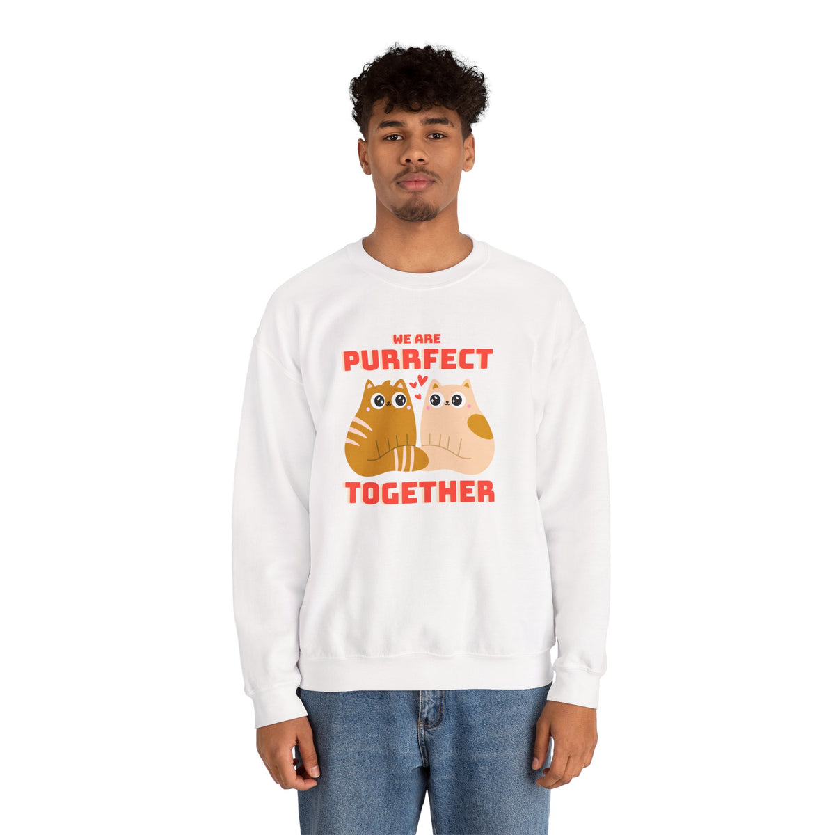 Cat Graphic Valentine's Day Sweatshirt Unisex 50/50 Cotton-Poly Animal Sweatshirt w13