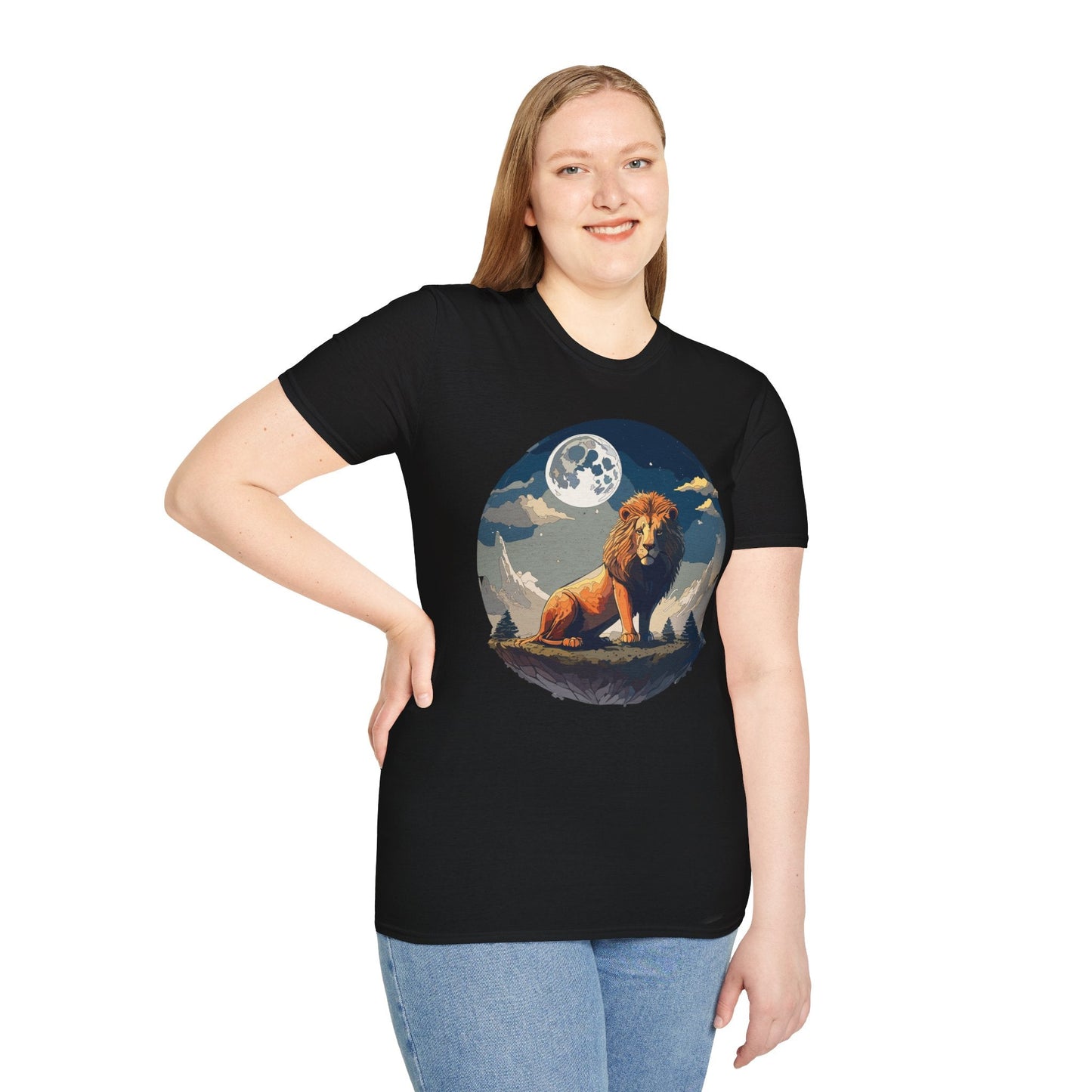 Lion Shirt Unisex Animal Tee Softstyle 64000 100 Percent Ring-Spun Cotton