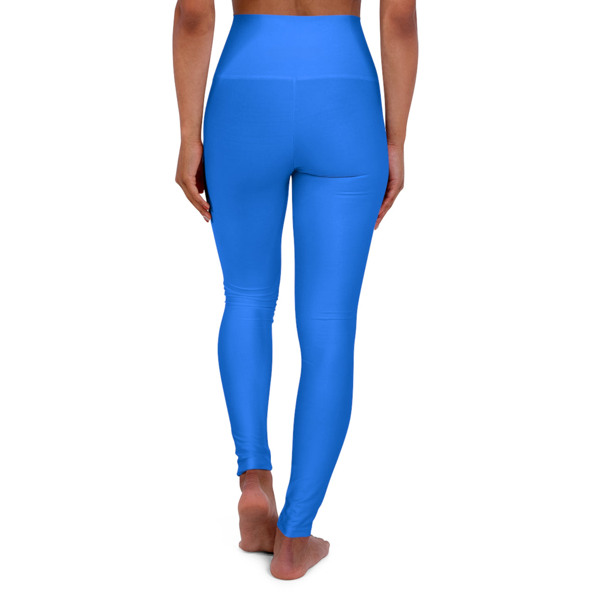 High-Waisted Azure Blue Yoga Leggings Women's Seamless Poly-Span Stretchy Solid Bright Blue Activewear