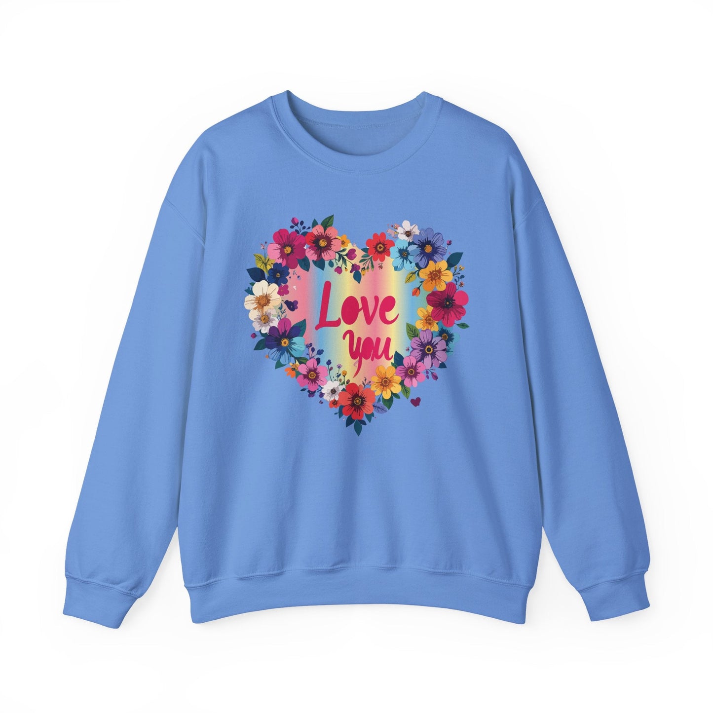 Valentines Day Floral Heart Sweatshirt Unisex Crewneck Floral Love You Gildan 18000 Heavy Blend