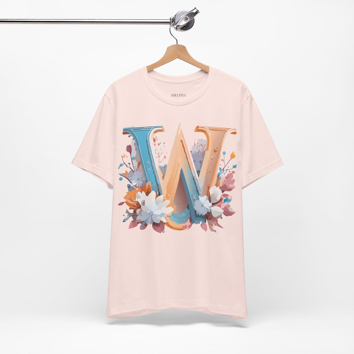 Letter W Shirt Graphic Tee Unisex Adelpha Vintage Inspired Art Design Short Sleeve