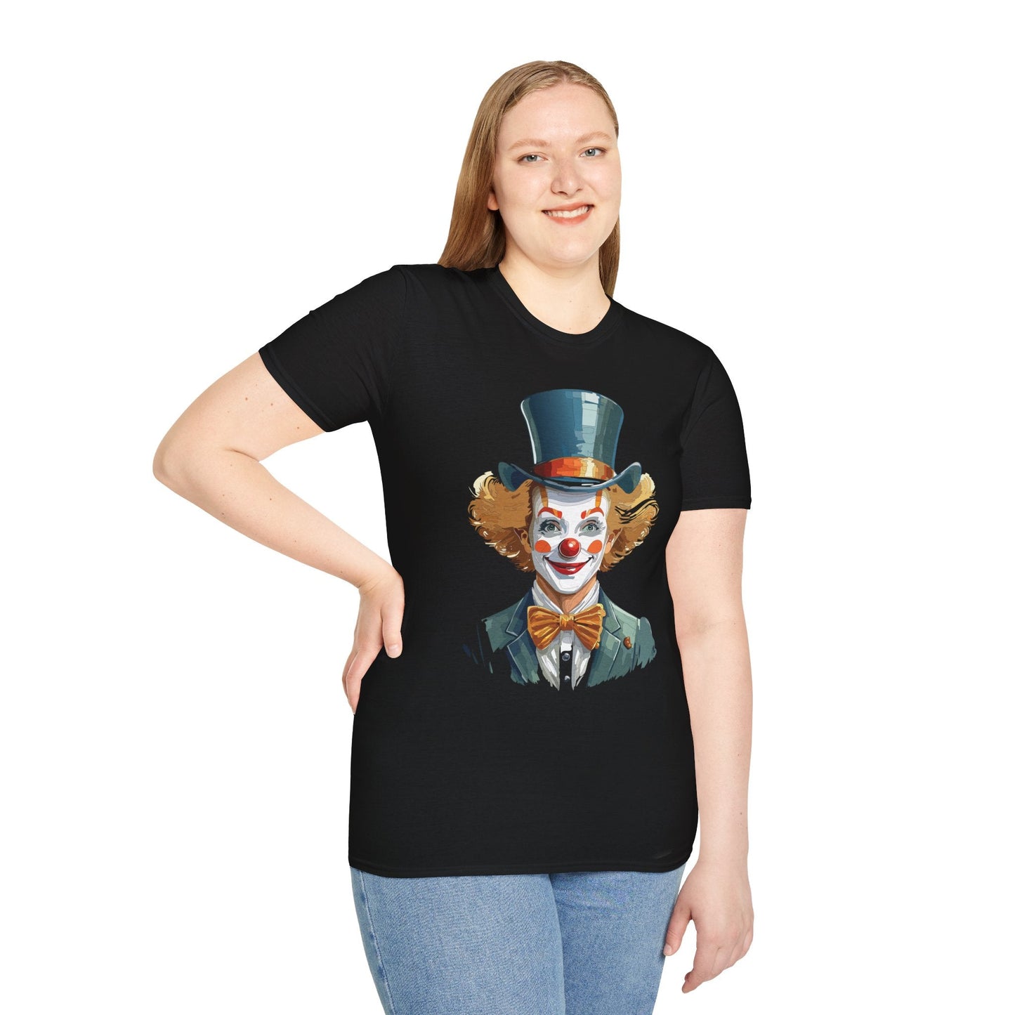 Funny Clown Shirt Unisex T Shirt Circus Style Tee With Scary Man Artwork Gildan 64000