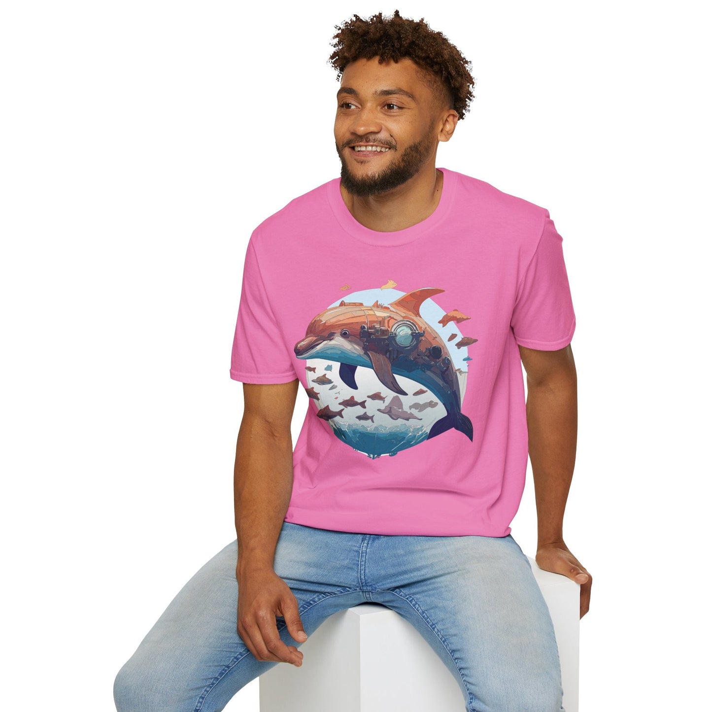 Unisex Dolphin Shirt Softstyle Tee Gildan 64000 Ring Spun Cotton Animal Graphic Design