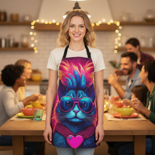 Cat 100% Polyester Stain-resistant 31.5 x 25.6  Art Print Canvas Apron 3
