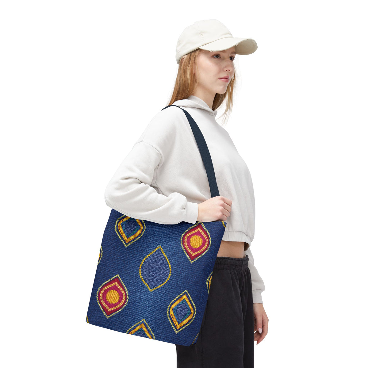 Diwali Graphic Denim Fabric Imitation Print Unisex Canvas Bag Poly Spun 3 Sizes Tote Bag 205-19