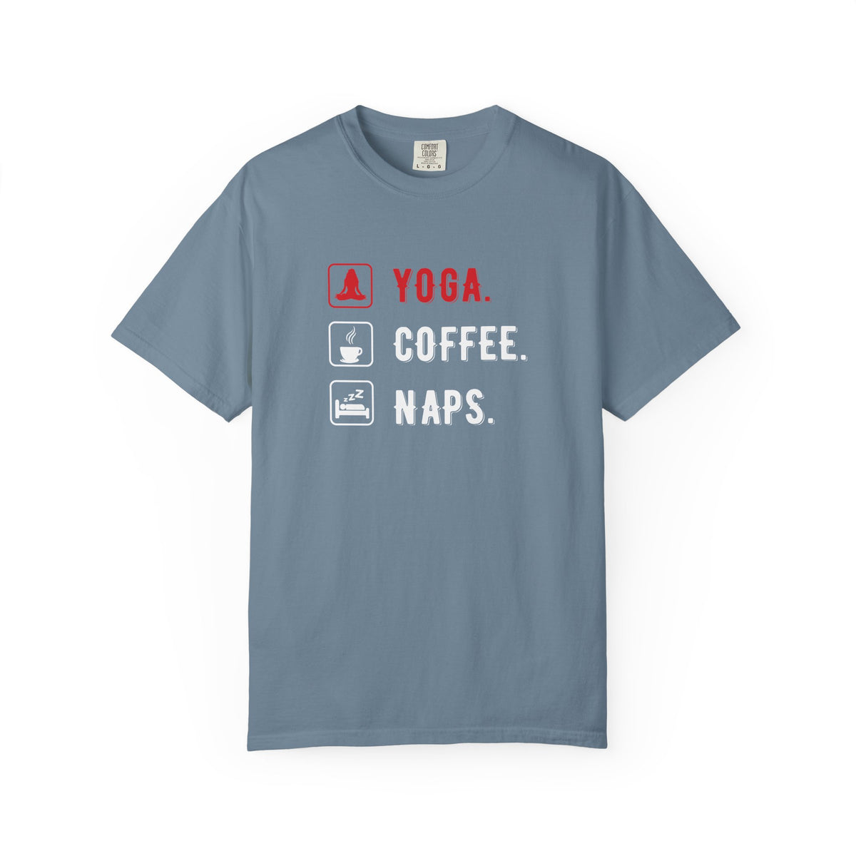 Yoga Coffee Naps Relaxation Icons Unisex Comfort Colors Garment-Dyed Heavyweight 100 Cotton Art Design T-Shirt w197