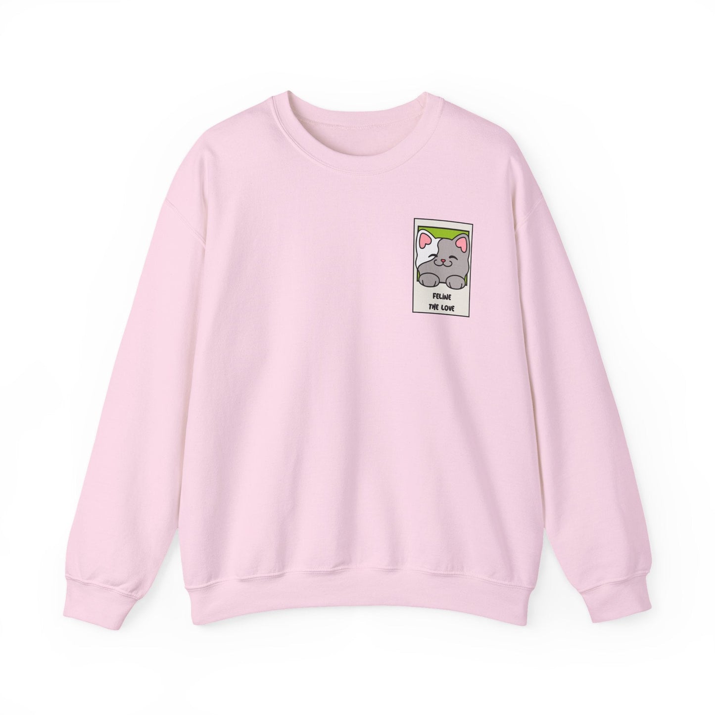 Pocket Cat Sweatshirt Unisex Cat Heart Sweatshirt Valentines Day Gift 50 Percent Cotton Poly Blend