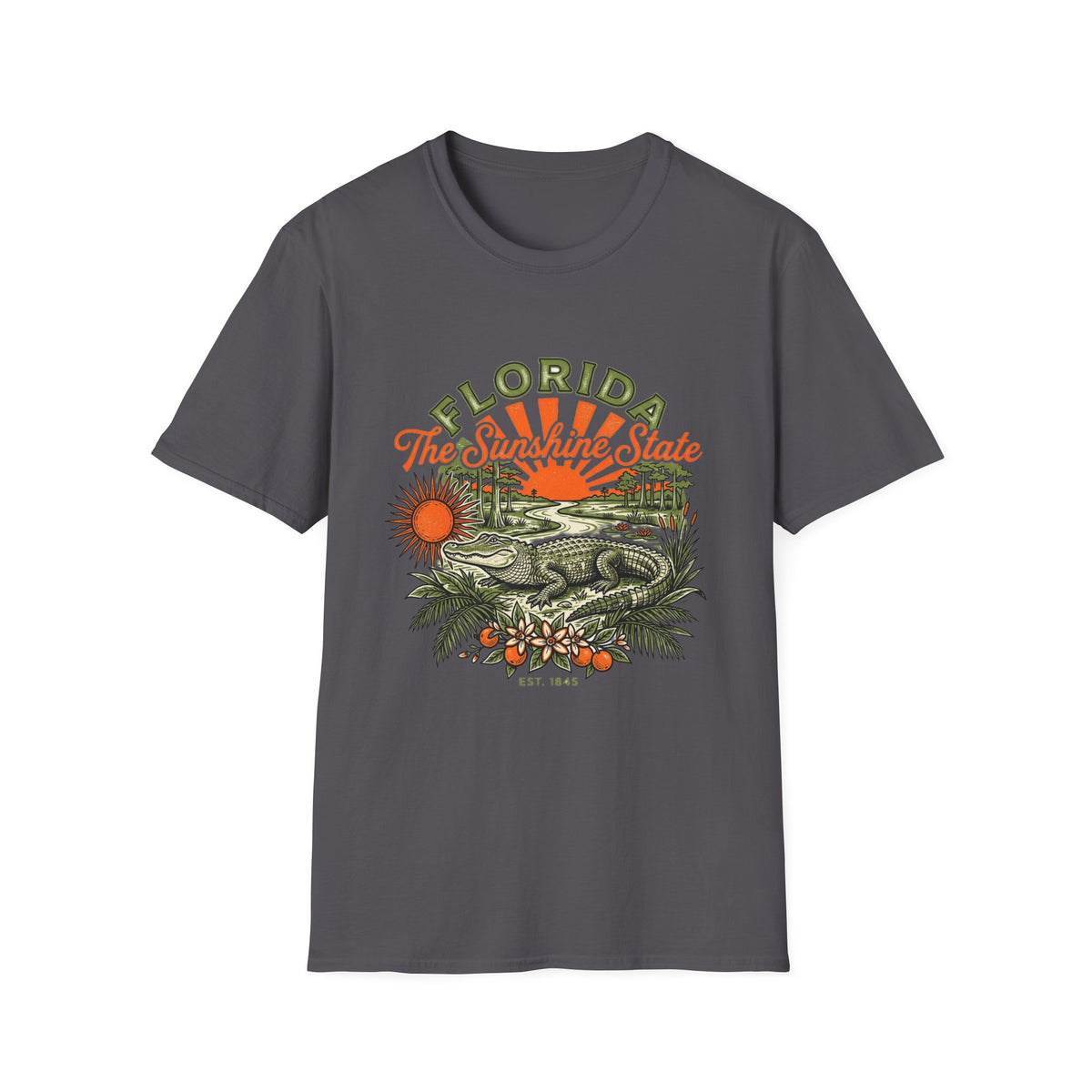 Florida Vintage Alligator T-Shirt — The Sunshine State Travel Tourist Graphic Design Unisex 100 Cotton Gildan T-Shirt