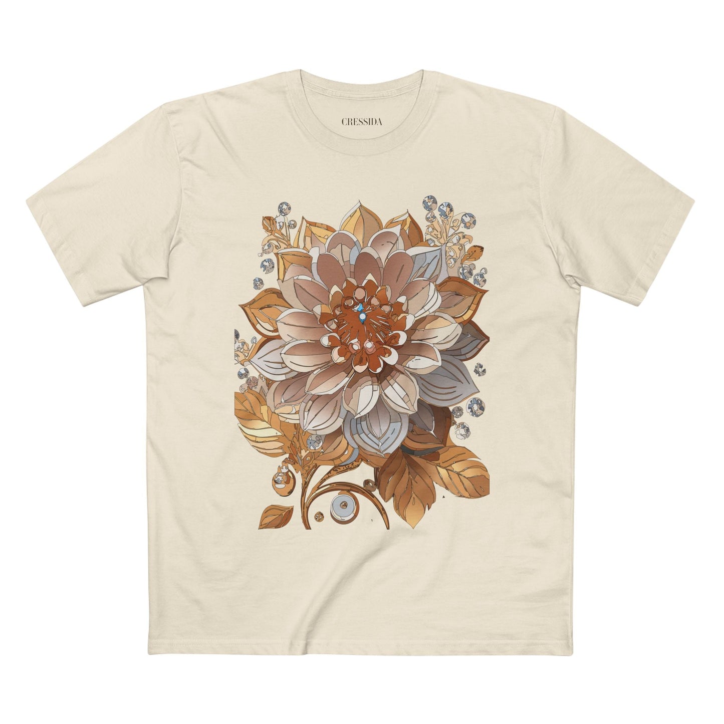 Floral Graphic T-Shirt Unisex 100 Cotton Art Design with Antique Flowers Tee 1