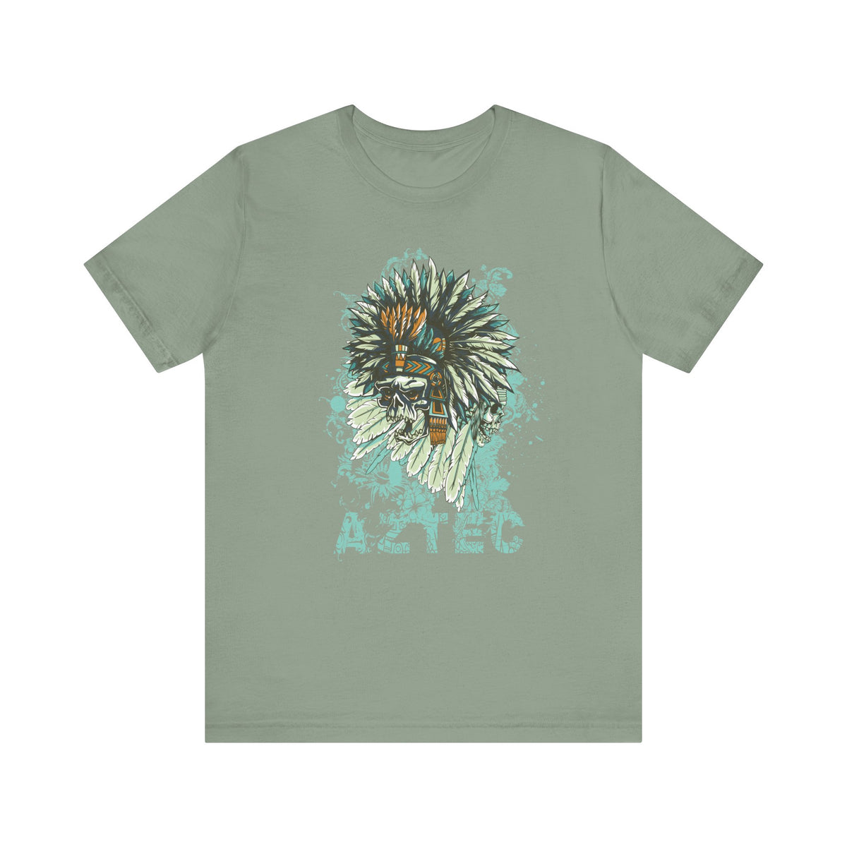 Aztec Headdress Skull T-Shirt Tribal Skull Graphic Unisex Cotton Tee Art-14
