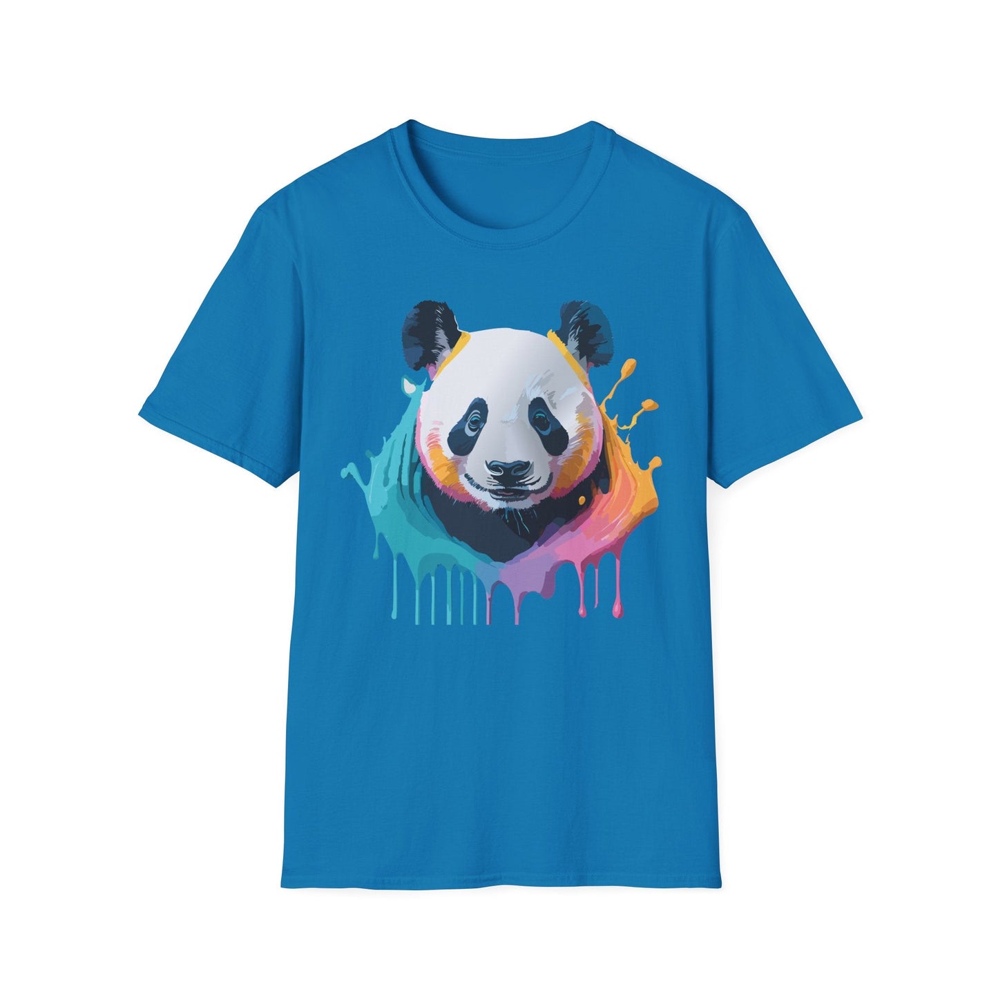 Unisex Panda Shirt T Shirt With Panda Animal Print Tee Softstyle Gildan 64000 100 Percent Ring Spun Cotton