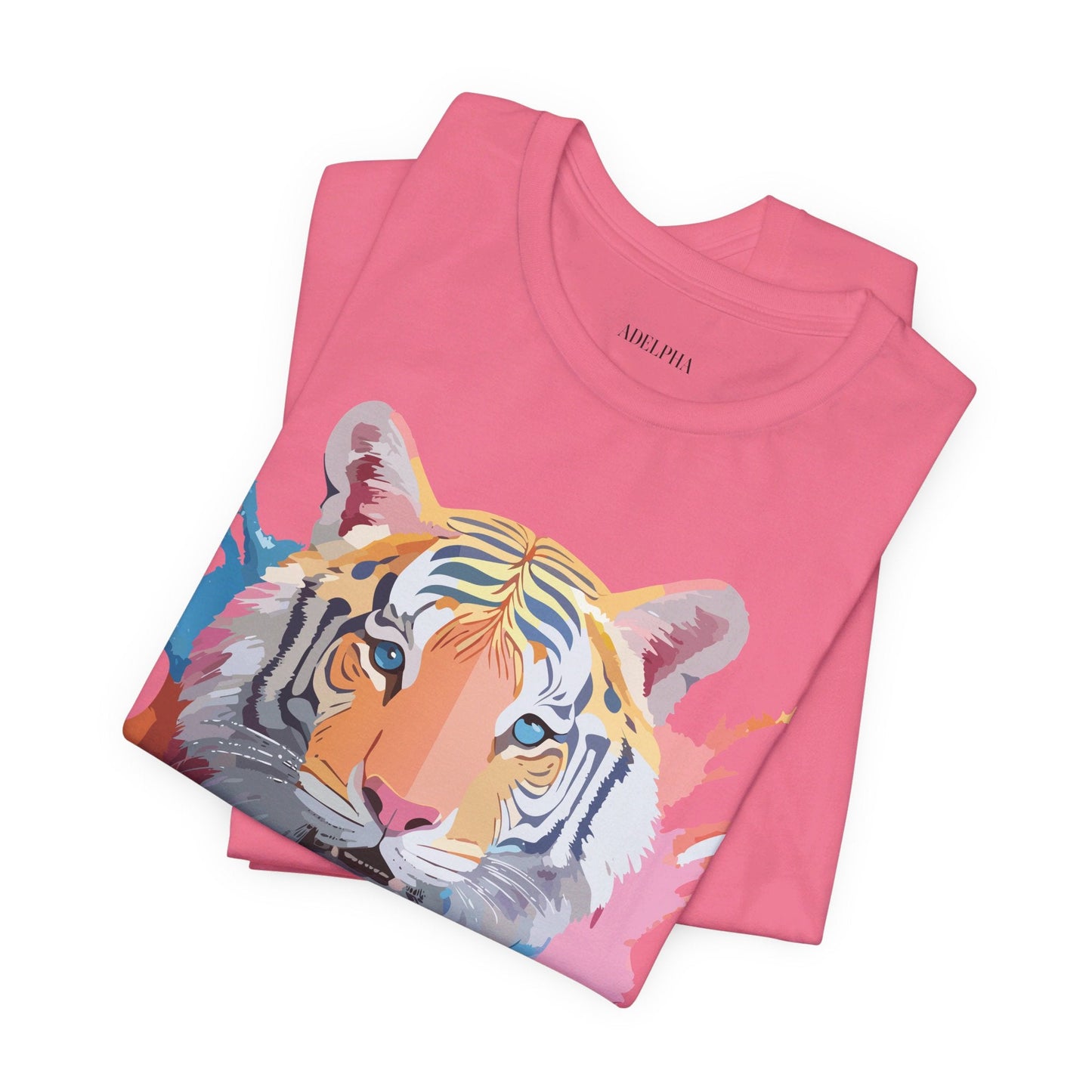 Tiger Graphic Tee Unisex Short Sleeve Shirt With Vintage Inspired Adelpha Artwork