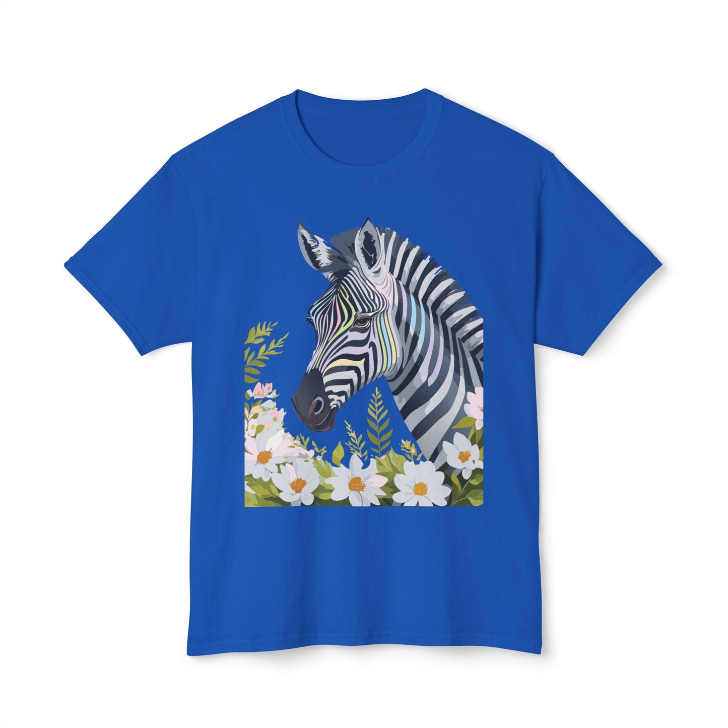 Unisex Zebra Art Design T Shirt With Floral Print HD Cotton Premium USA Made Jersey
