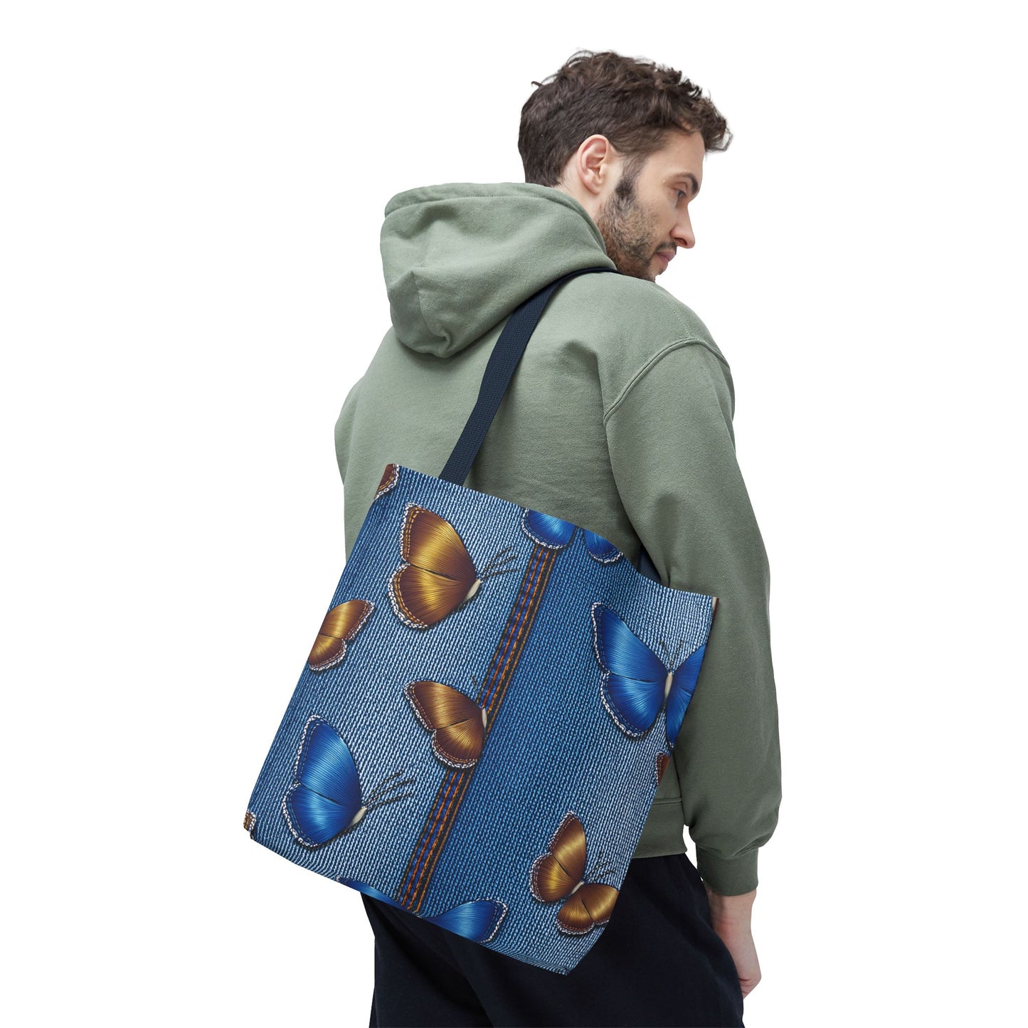 Denim Fabric Imitation Print Unisex Canvas Bag Poly Spun 3 Sizes Tote Bag 172