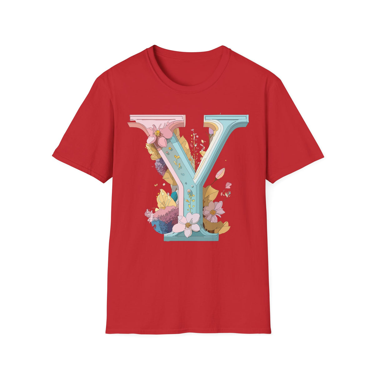 Floral Letter V T-Shirt | Pastel Monogram Tee