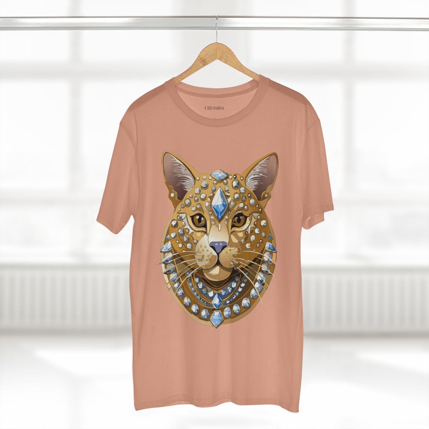 Cat Graphic Unisex 100 Cotton Tee With Unique Animal Golden Medallion Art Design 11