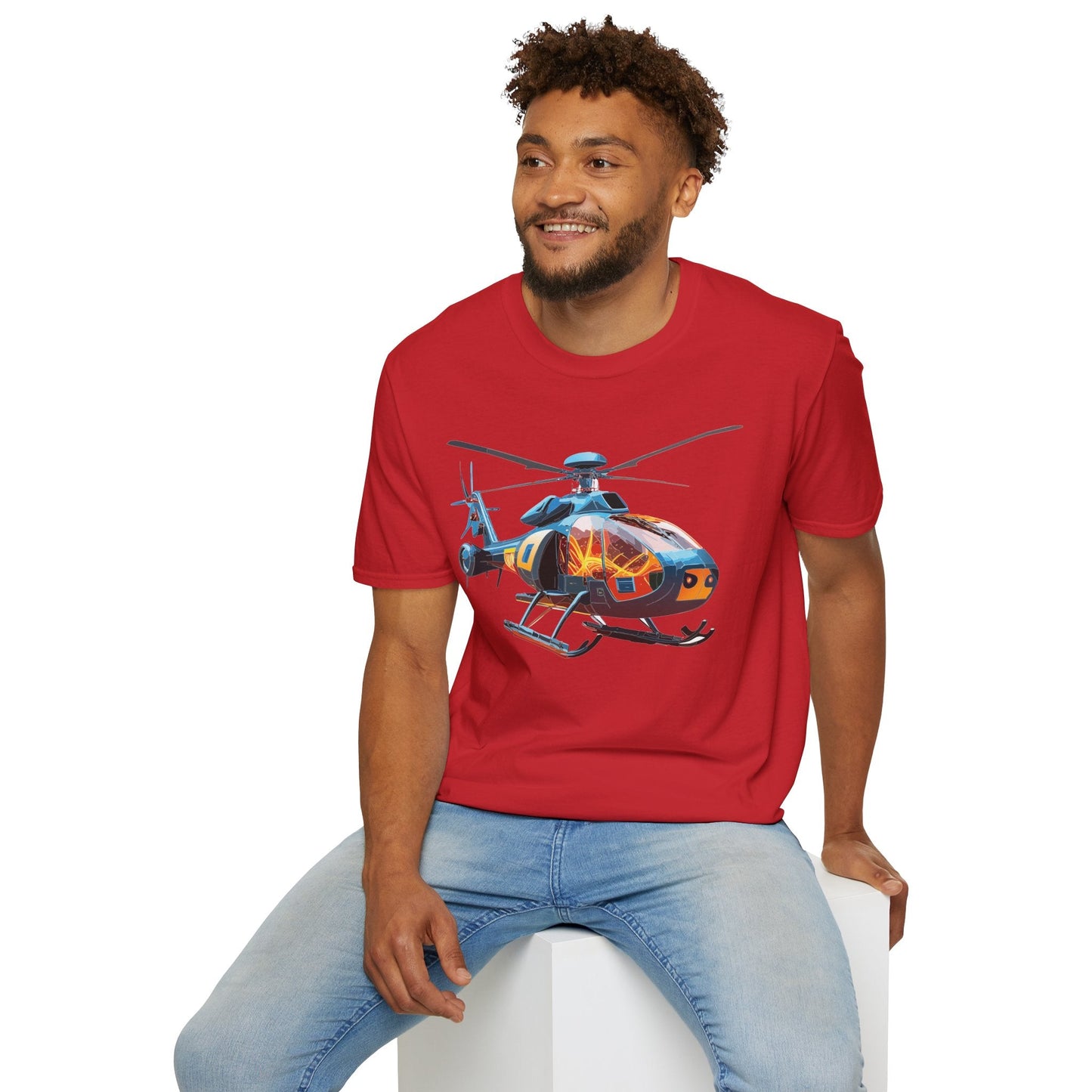 Chopper Helicopter Graphic Unisex Cotton Softstyle Short Sleeve Tee 2