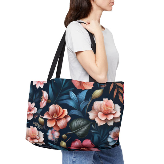 Floral Print Poly Canvas Weekender Bag 13