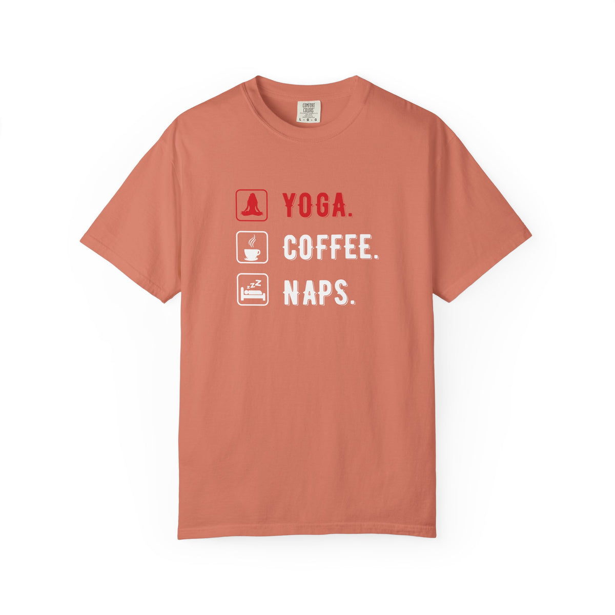 Yoga Coffee Naps Relaxation Icons Unisex Comfort Colors Garment-Dyed Heavyweight 100 Cotton Art Design T-Shirt w197