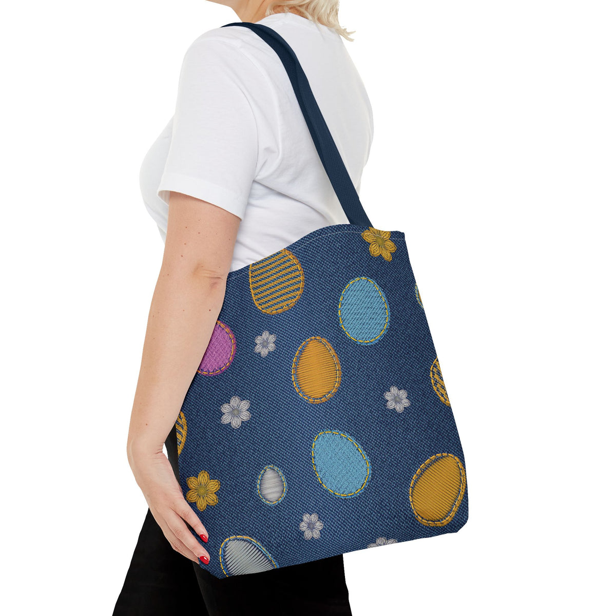 Easter Graphic Design Denim Fabric Imitation Print Unisex Canvas Bag Poly Spun 3 Sizes Tote Bag 204-14