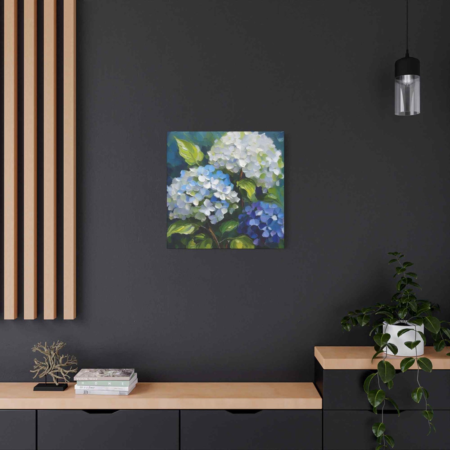 Hydrangeas Print Canvas, Flowers Oil Paint Print 20x20, 24x24, 30x30, 32x32, 36x36, Floral Art Design Print Non-Frame MC-30