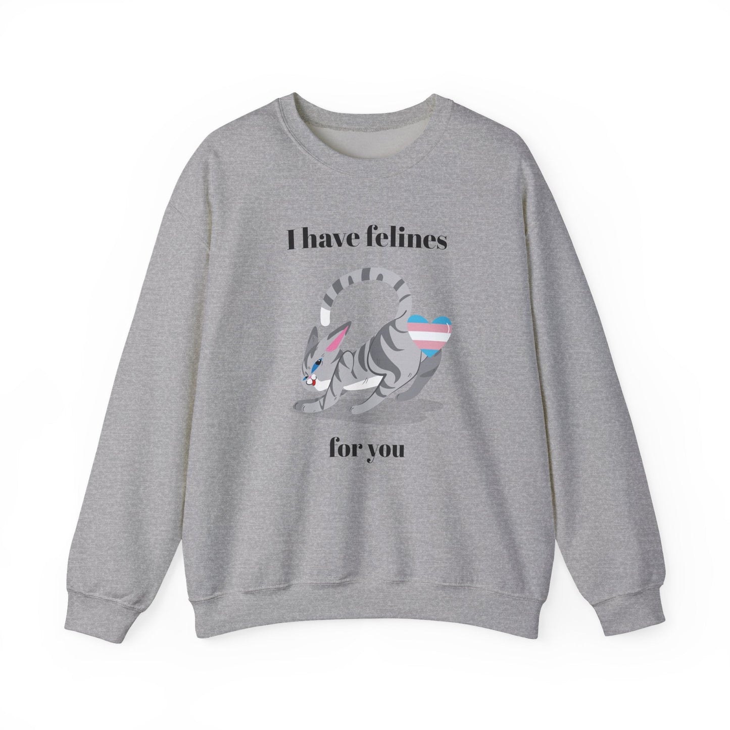 Cat Heart Sweatshirt Unisex Valentine Design 50 50 Cotton Poly Gildan 18000 Crewneck