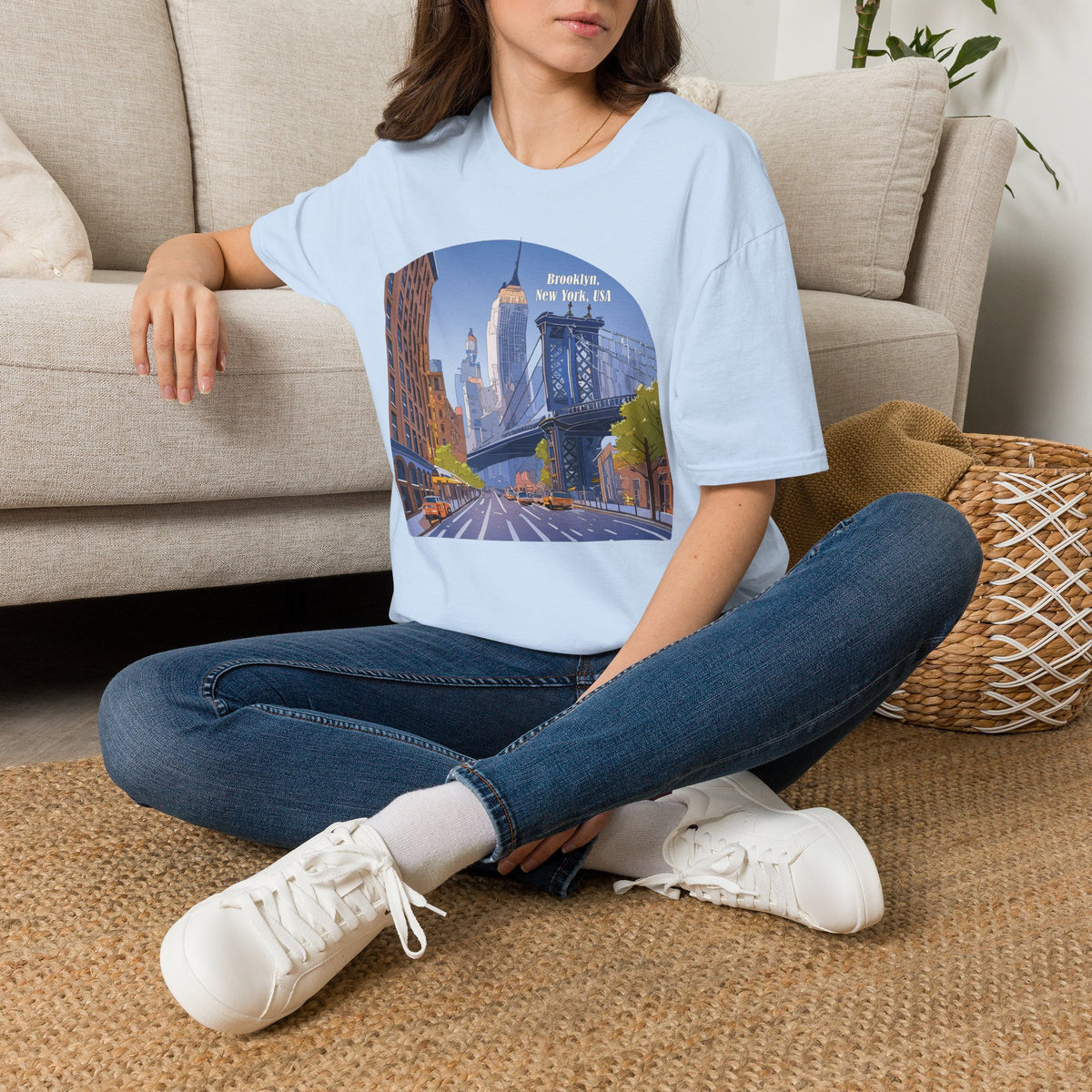 Brooklyn New York Skyline T-Shirt | Manhattan Bridge Cityscape