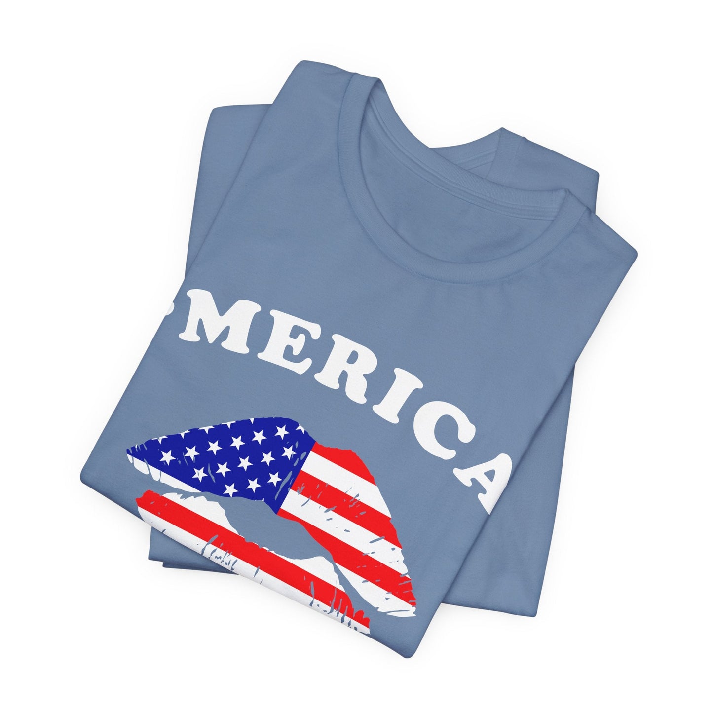 American Flag Lip Graphic Unisex Cotton T-Shirt a9