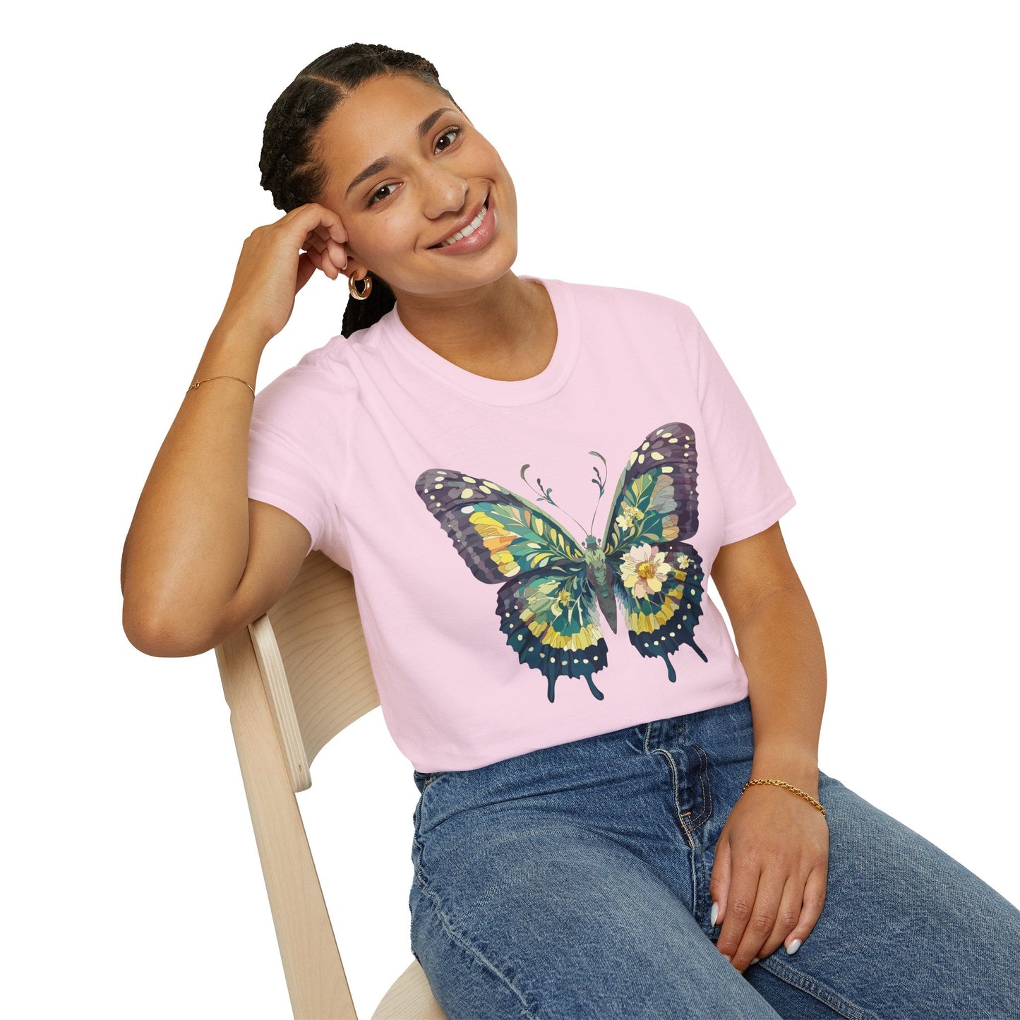Butterfly Shirt Unisex Monarch Print T Shirt Gildan Softstyle 64000 Lightweight Tee