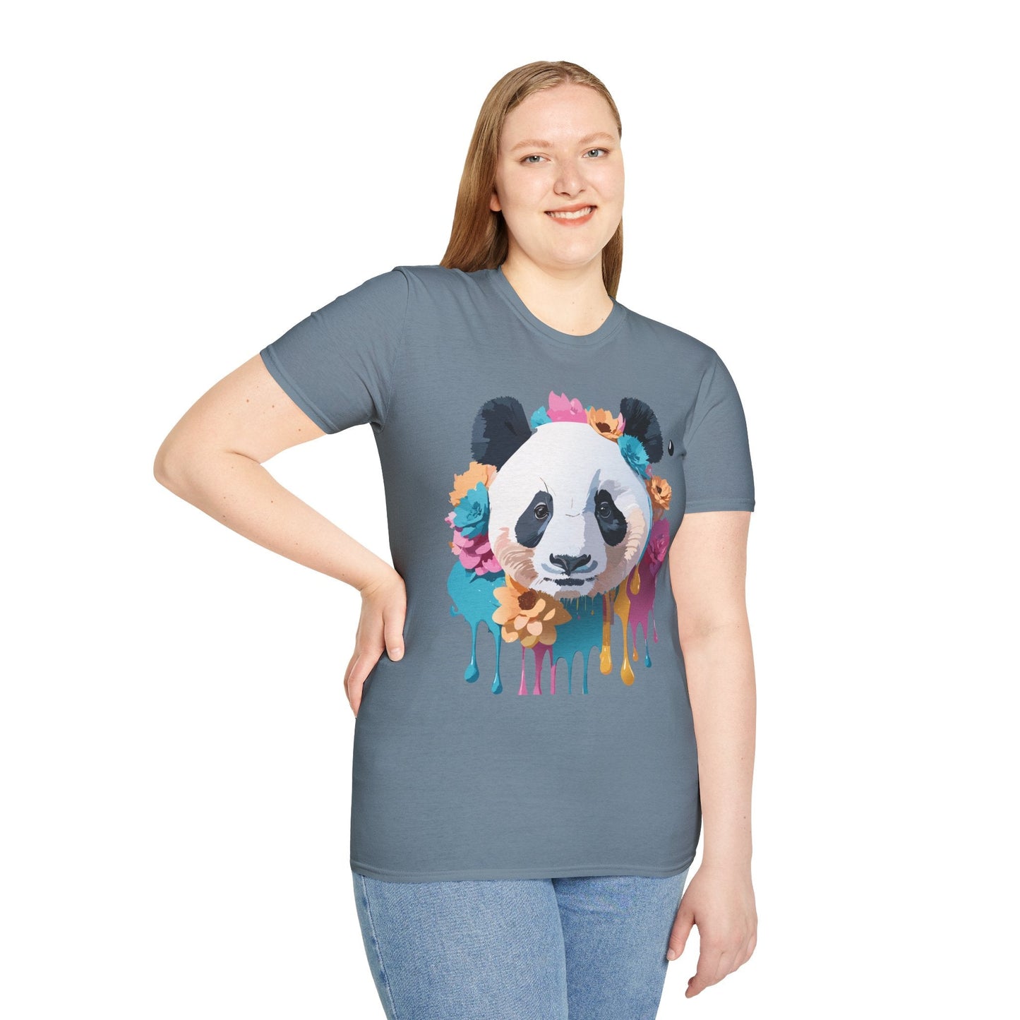 Unisex Panda Shirt Softstyle Cotton Tee For Everyday Wear With Cute Animal Print