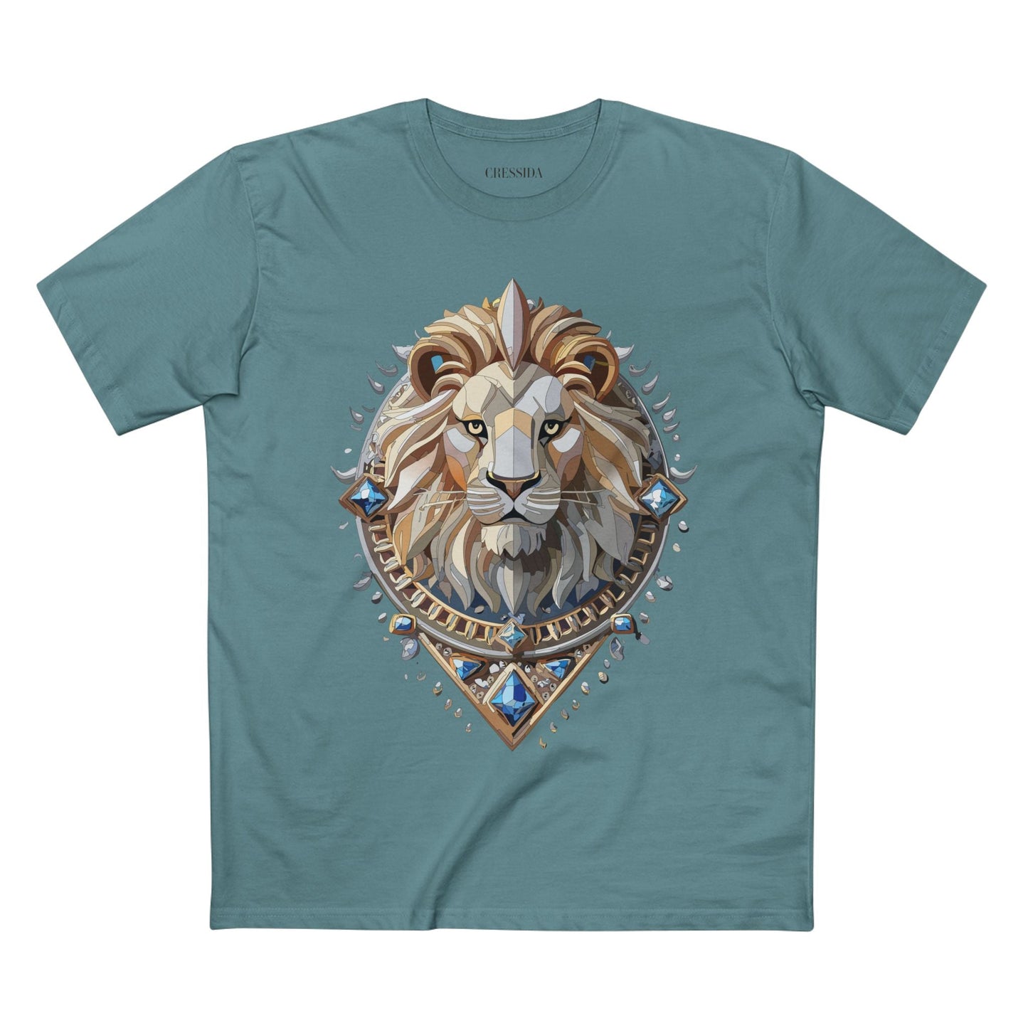 Lion Graphic Unisex 100 Cotton Tee With Unique Animal Golden Medallion Art Design 7