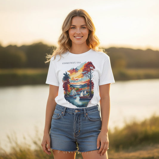 Connecticut Graphic Unisex Cotton T‑Shirt 1