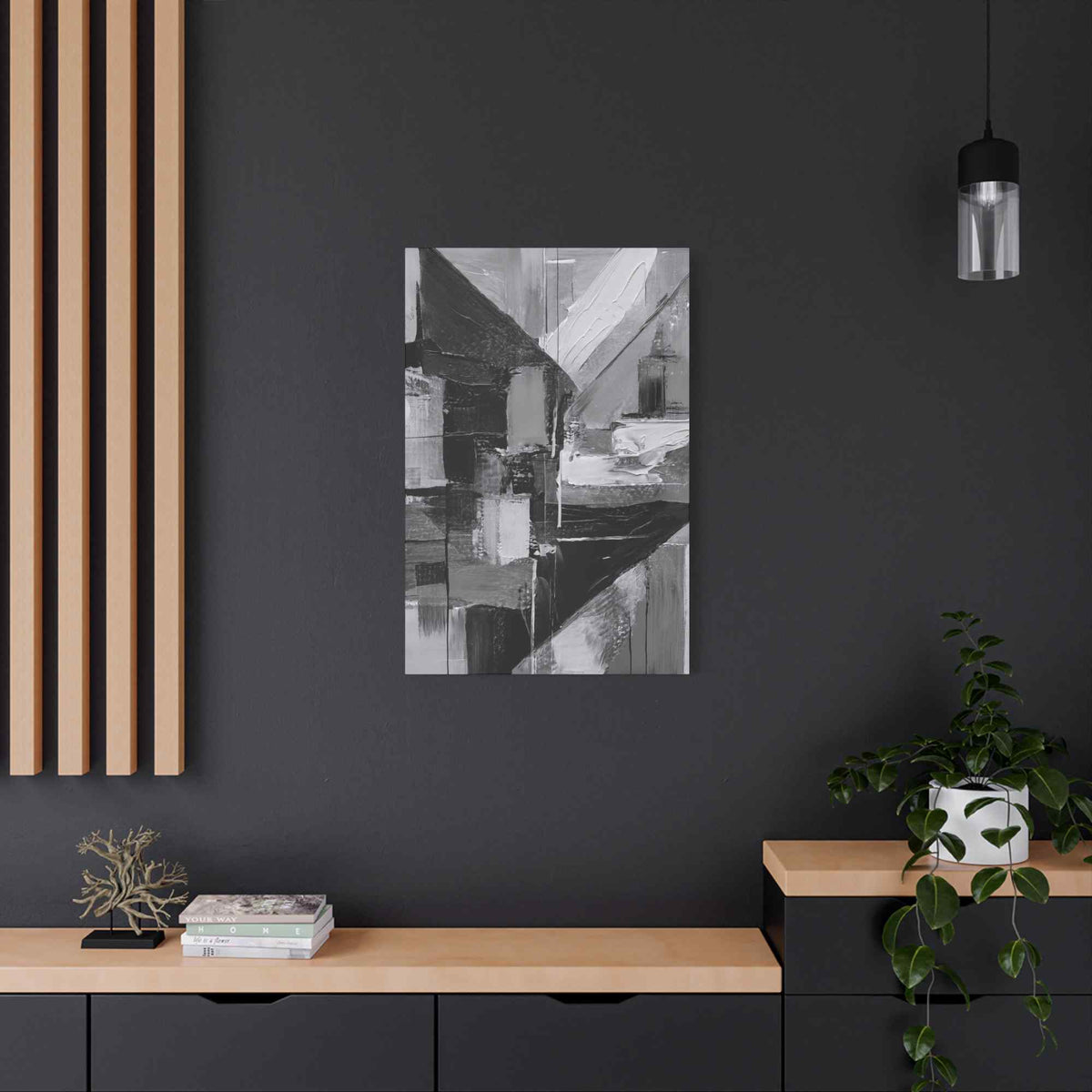 Black Abstract Painting Print Canvas 20x24,20x30,24x30, 24x32,24x36,30x40, 32x48,36x48,40x60 Pine-Wood Inner Frame ABS-18