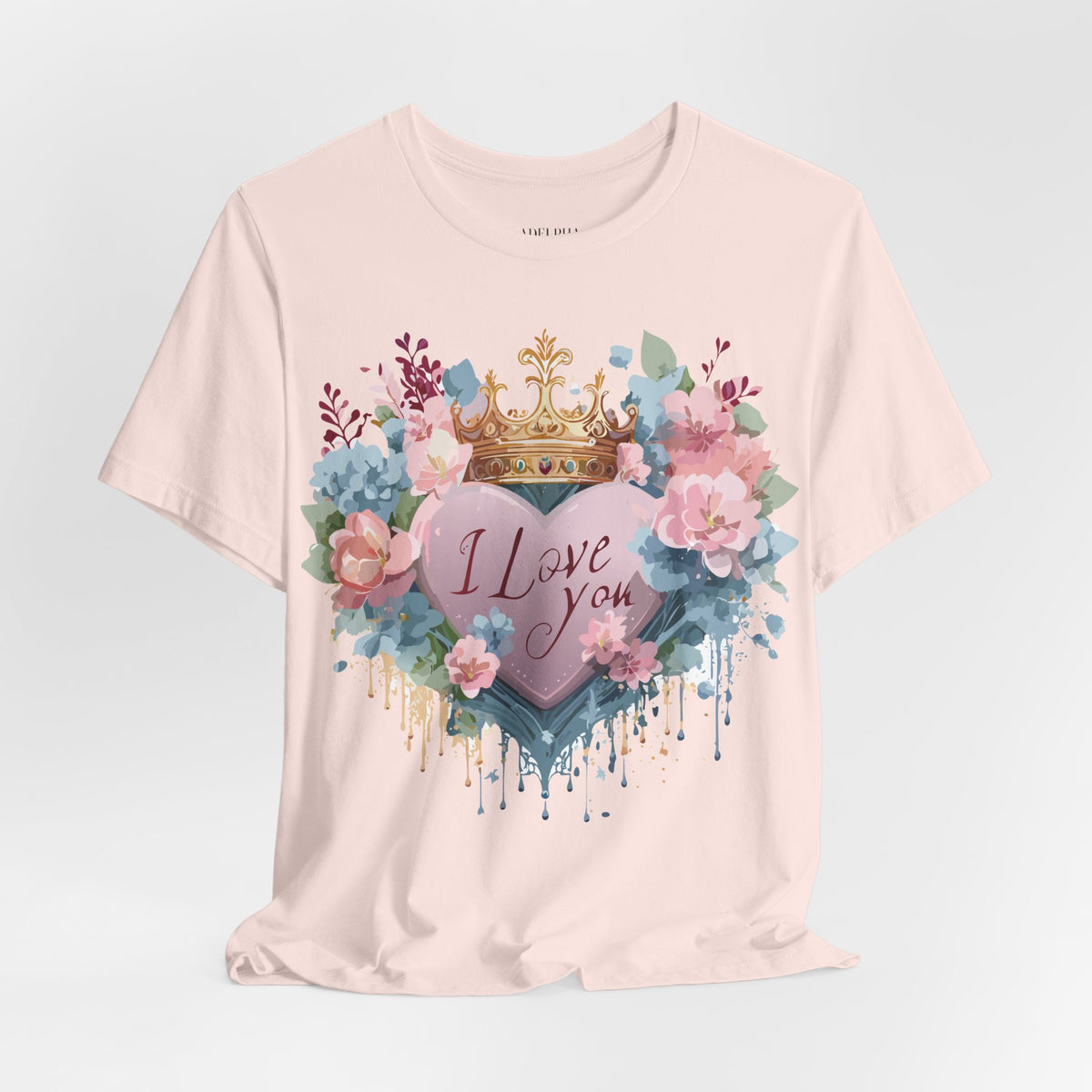 Valentine's Day Graphic Unisex Cotton Bella+Canvas Tee with Floral Art Design d133
