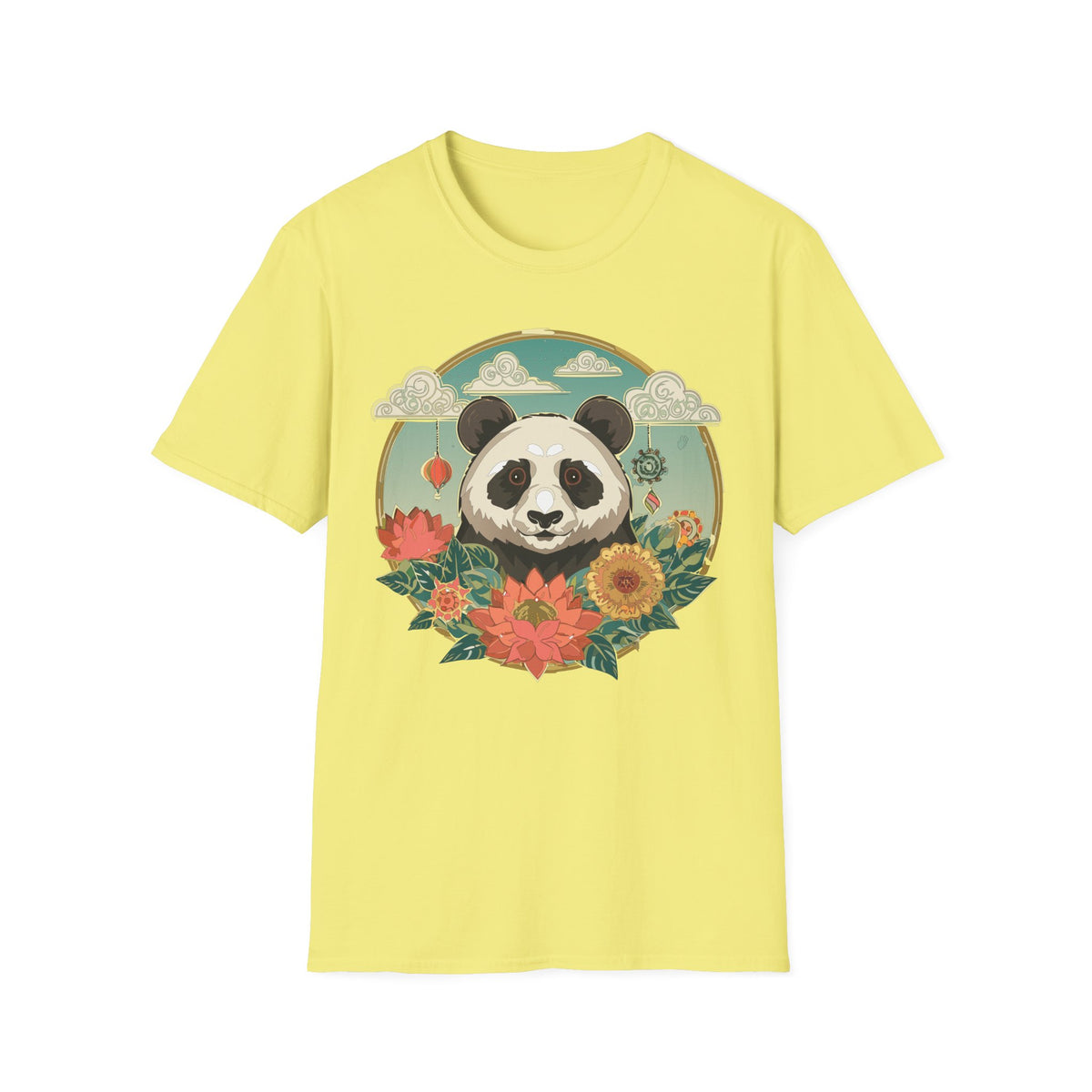 Panda Portrait T-Shirt | Floral Asian-Inspired Illustration