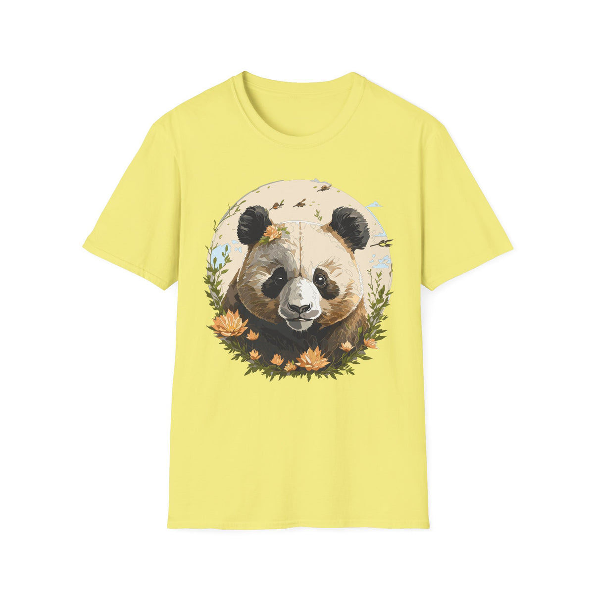 Floral Panda Illustration T-Shirt | Cute Bamboo Bear Graphic Tee