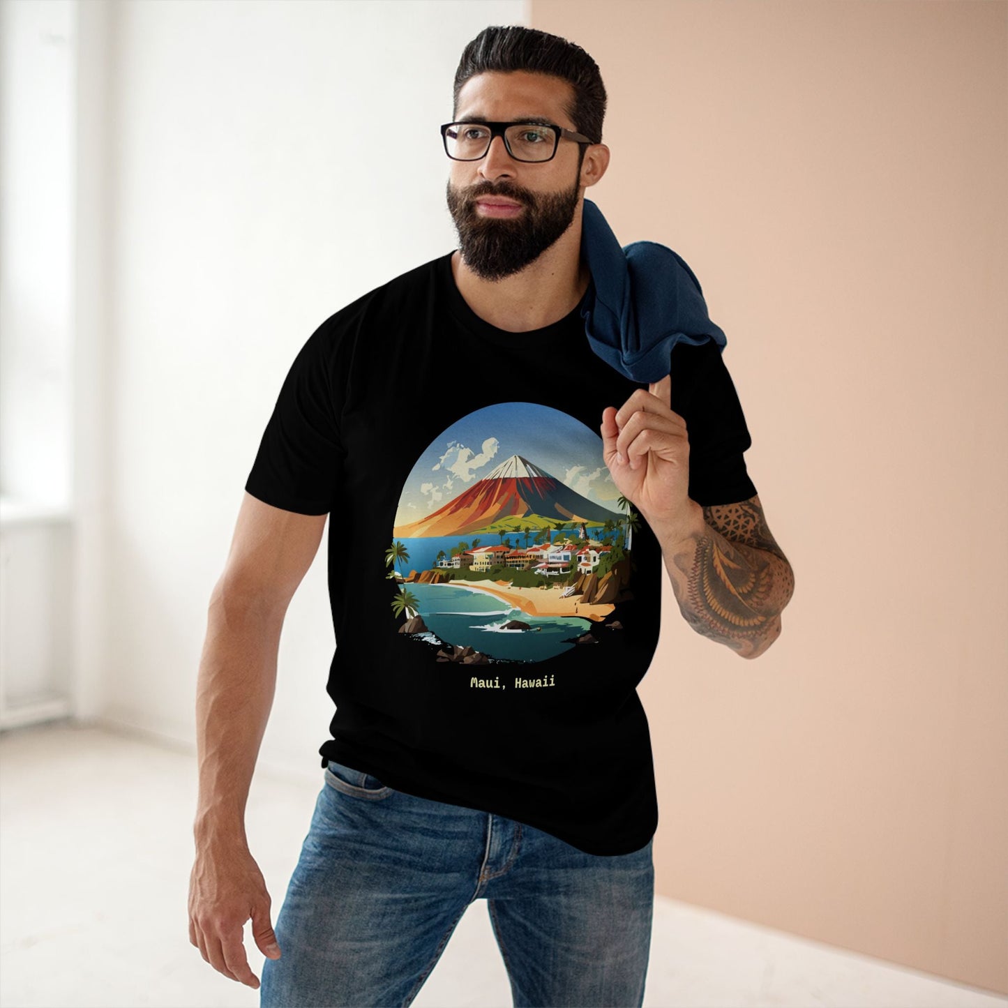 Unisex Travel Shirt Hawaii Style Original Art Design Tee TT-37 Premium Cotton Breathable Comfort