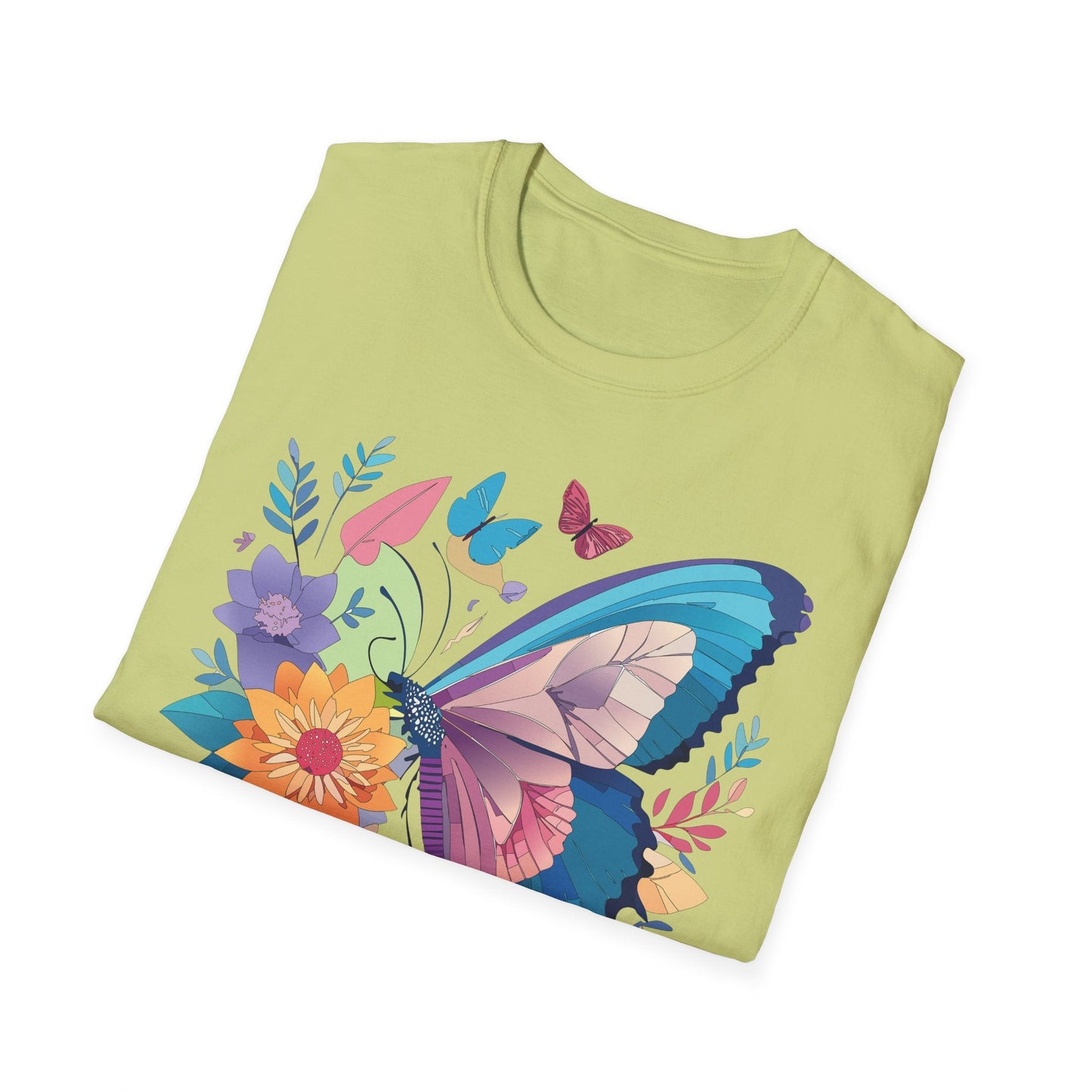 Gildan Butterfly T Shirt Unisex Softstyle 64000 Monarch Print Lightweight Breathable Cotton Tee