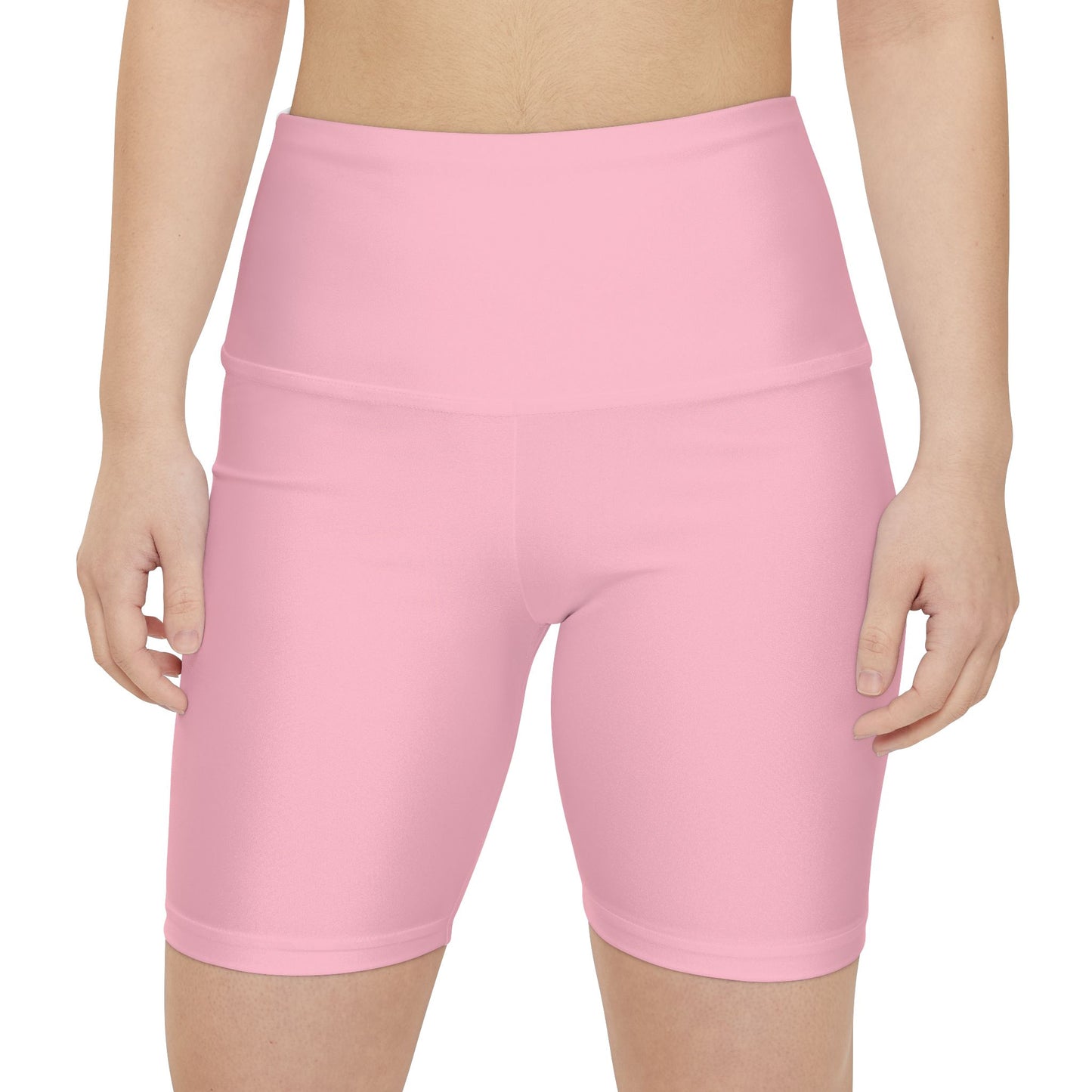 Pastel Pink Women's Workout Shorts — Solid High-Waist Biker Shorts for Exercise & Everyday Wear