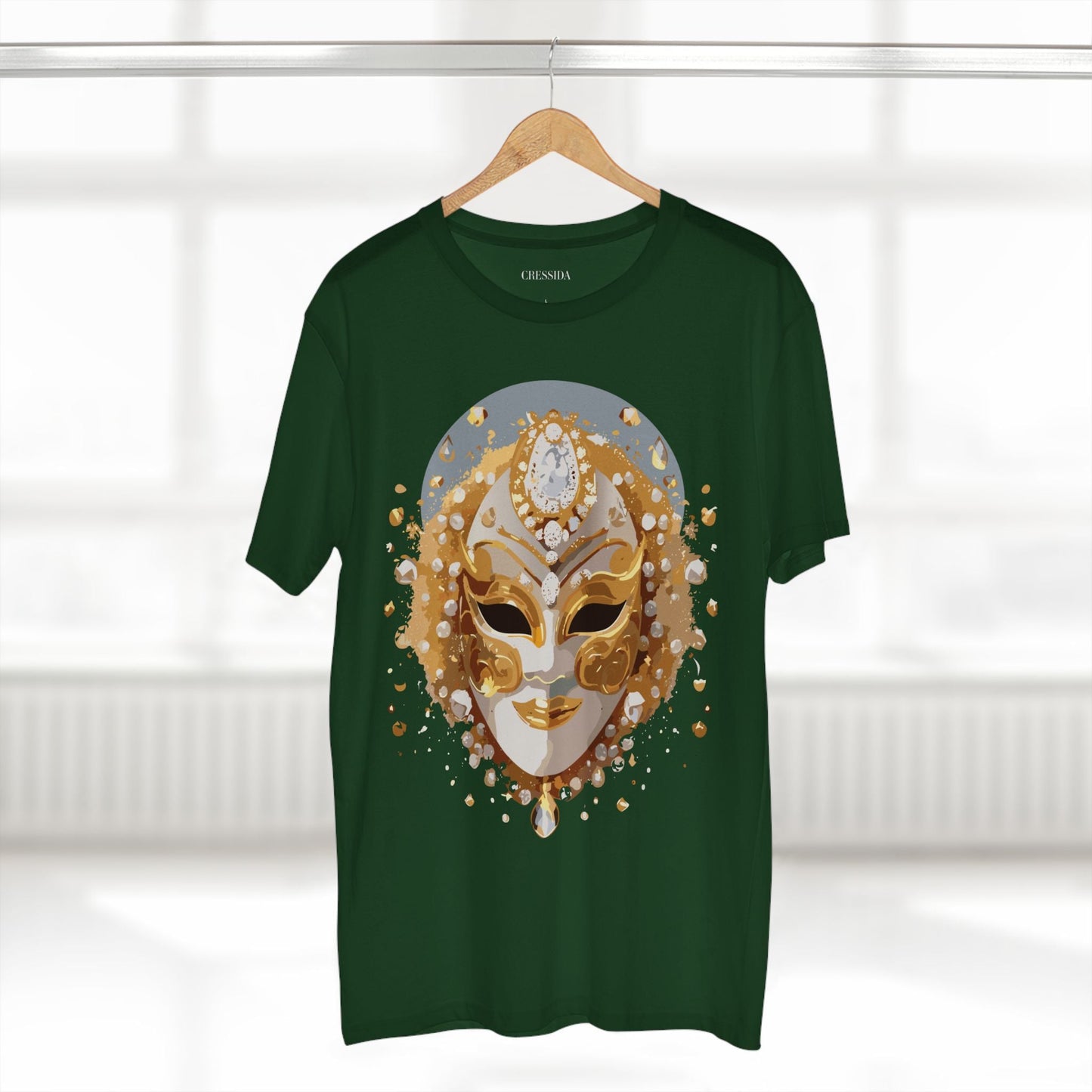 Carnival Mask Graphic T-Shirt Unisex 100 Cotton With Antique Gold Art Design Tee 5