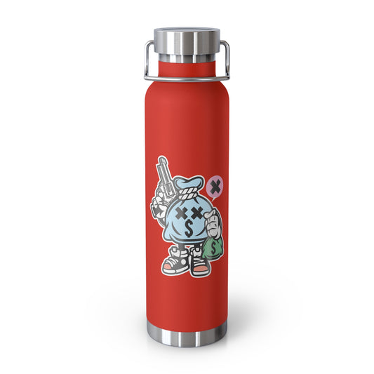 22oz Copper Insulated Water Bottle with Cartoon Design - CV99