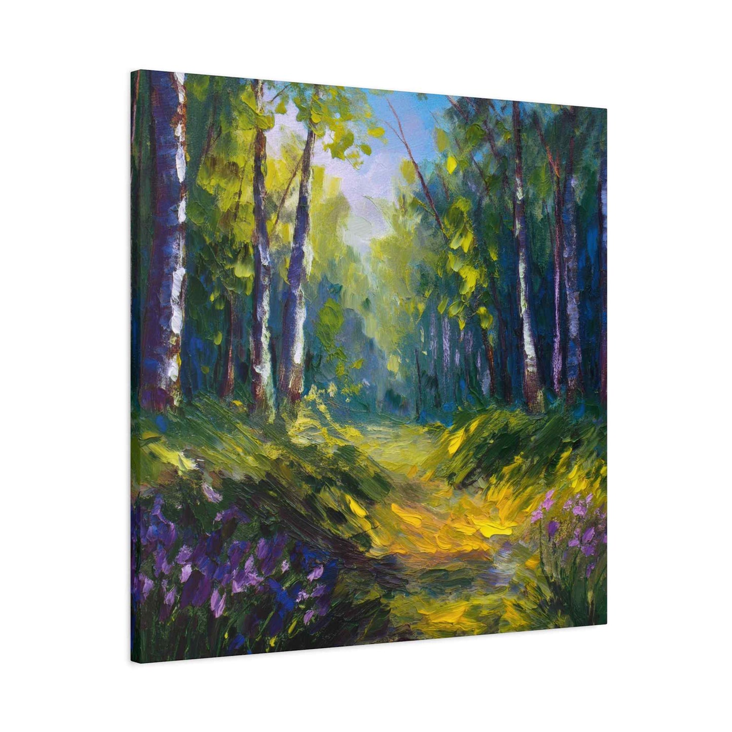 Summer Forest Print Canvas, Oil Paint Print 20x20, 24x24, 30x30, 32x32, 36x36 Art Design Print Pine-Wood Inner Frame MC-89