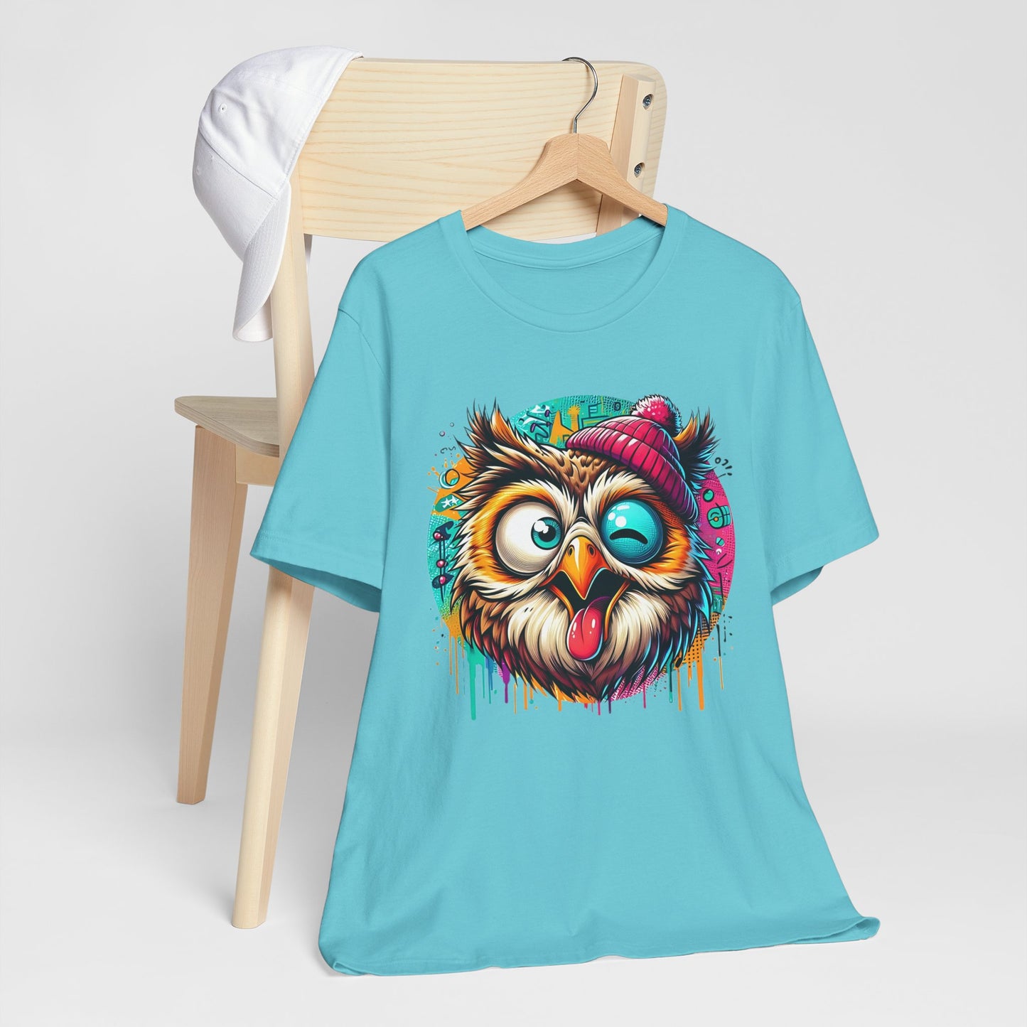 Colorful Owl Graphic Tee, Fun Owl Shirt, Funny Bird Shirt, Cute Cartoon Tees, Animal T-Shirt, Animal Tees, Art Design T-Shirt