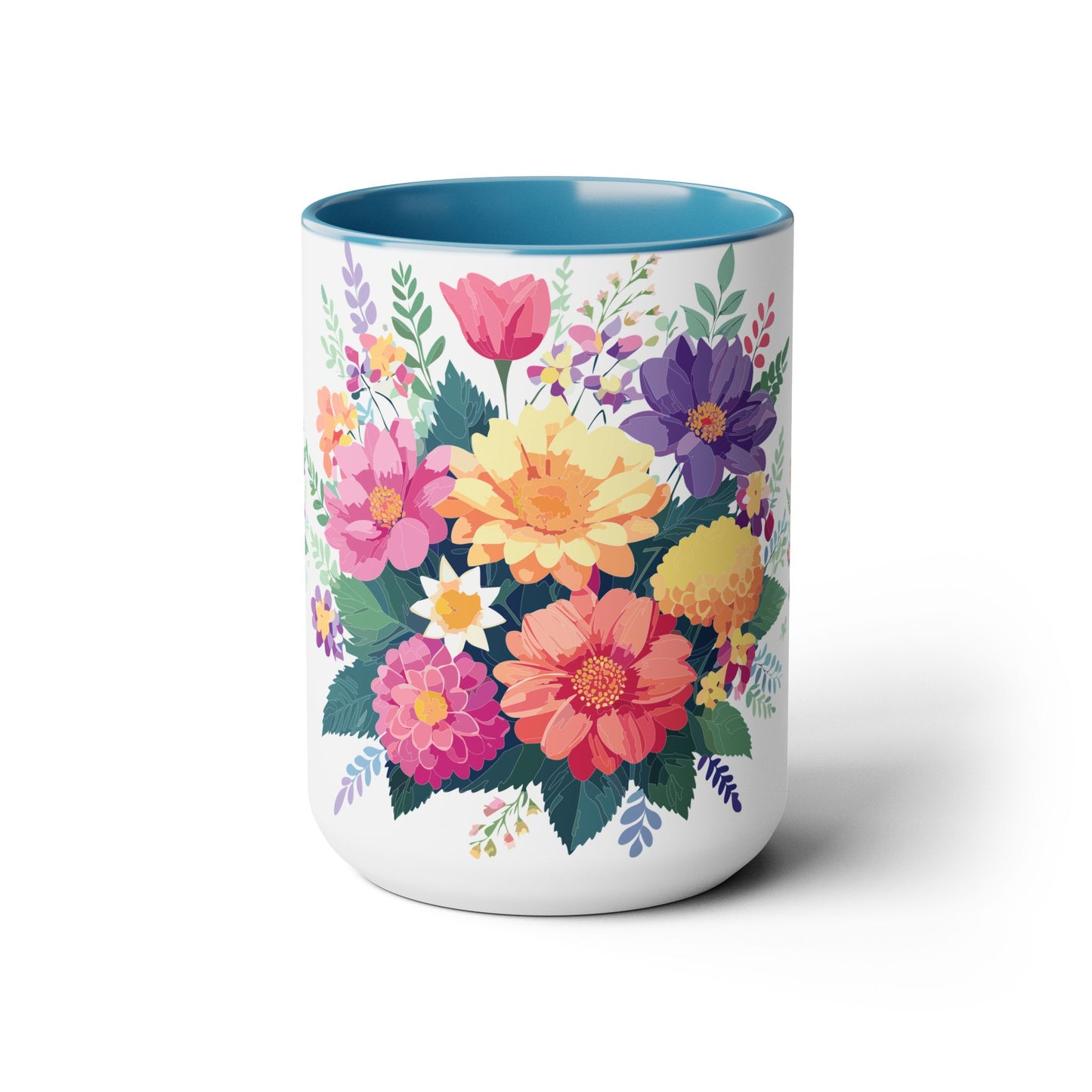 Two-Tone Coffee Mug with flowers