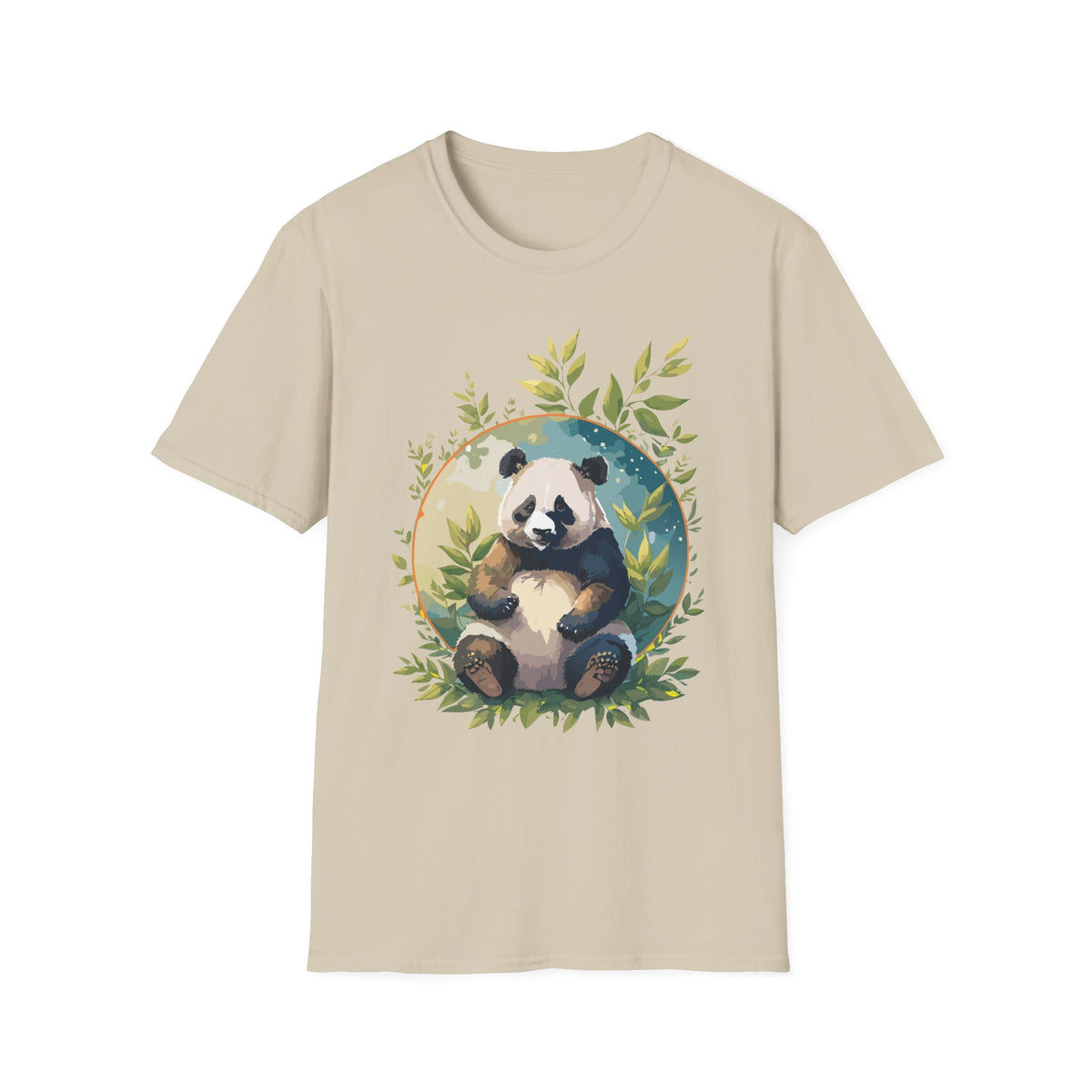Panda with Leaves T-Shirt | Cute Panda Illustration Tee