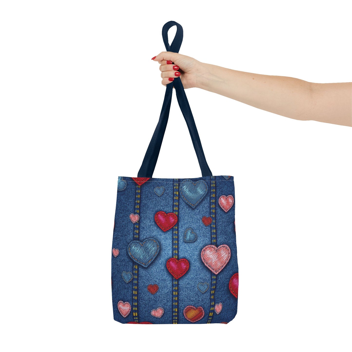 Love Day Graphic Design Denim Fabric Imitation Print Unisex Canvas Bag POLY 3 Sizes Tote Bag 201-25