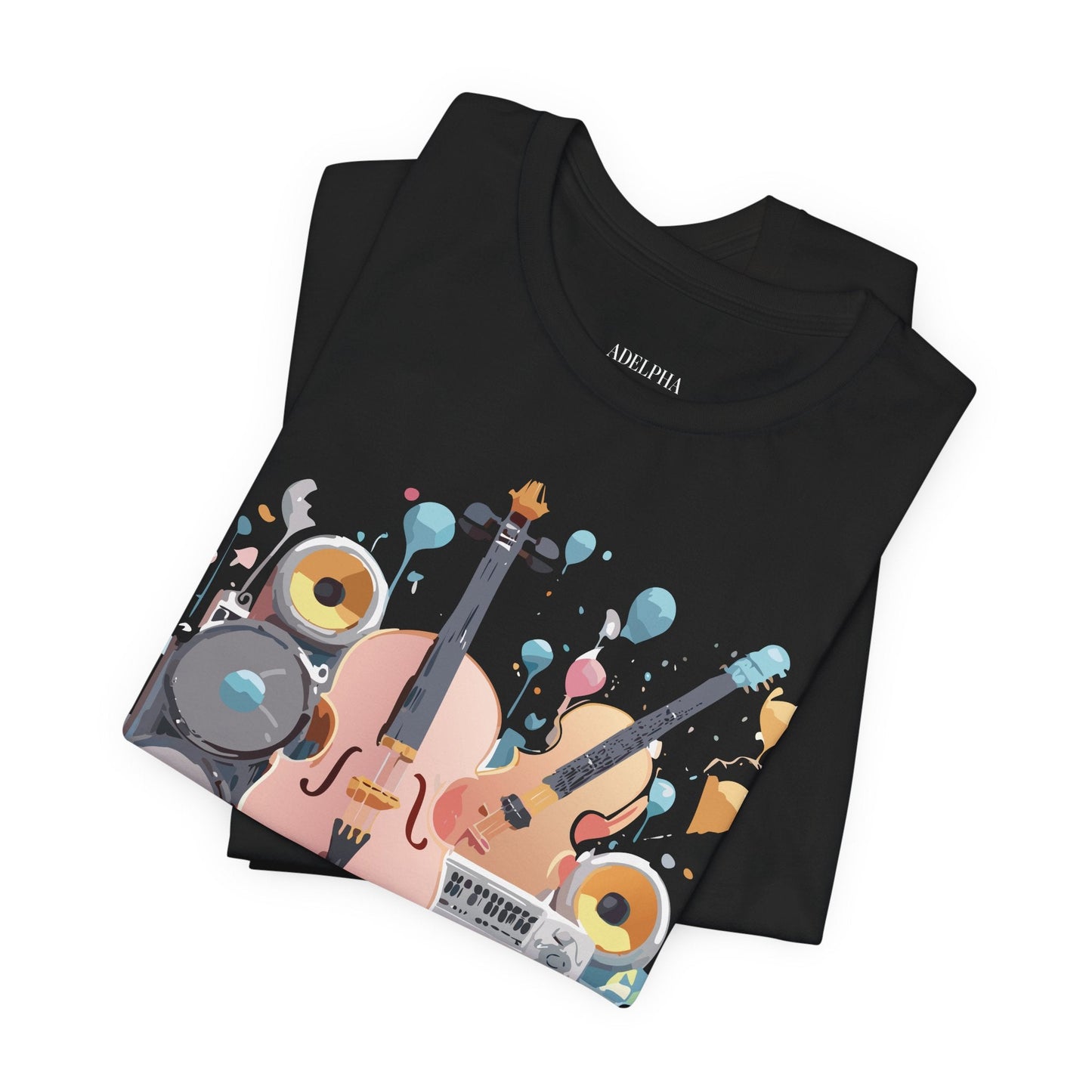 Music Graphic Unisex 100 Cotton Vintage Art with Musical Elements Tee 90