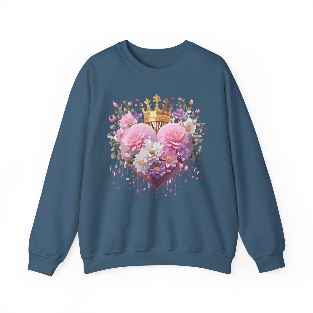 Floral Heart Love Graphic Valentine's Day Sweatshirt Unisex 50/50 Cotton-Poly Sweatshirt w20