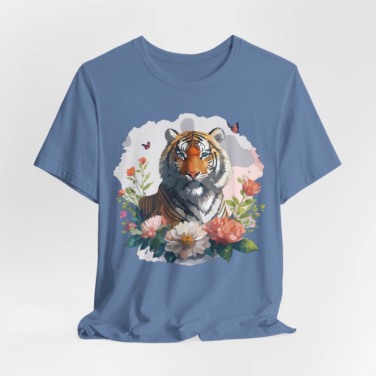 Floral Tiger Graphic Tee, Animal Shirt, Tiger Shirt, Flower Top, T-Shirt with Animal, Art Design
