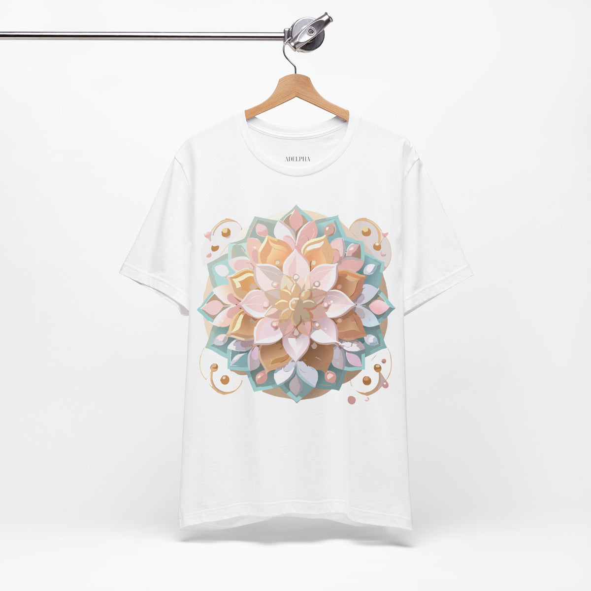 Mandala Graphic Unisex Cotton Bella+Canvas Tee with Floral Art Design d19